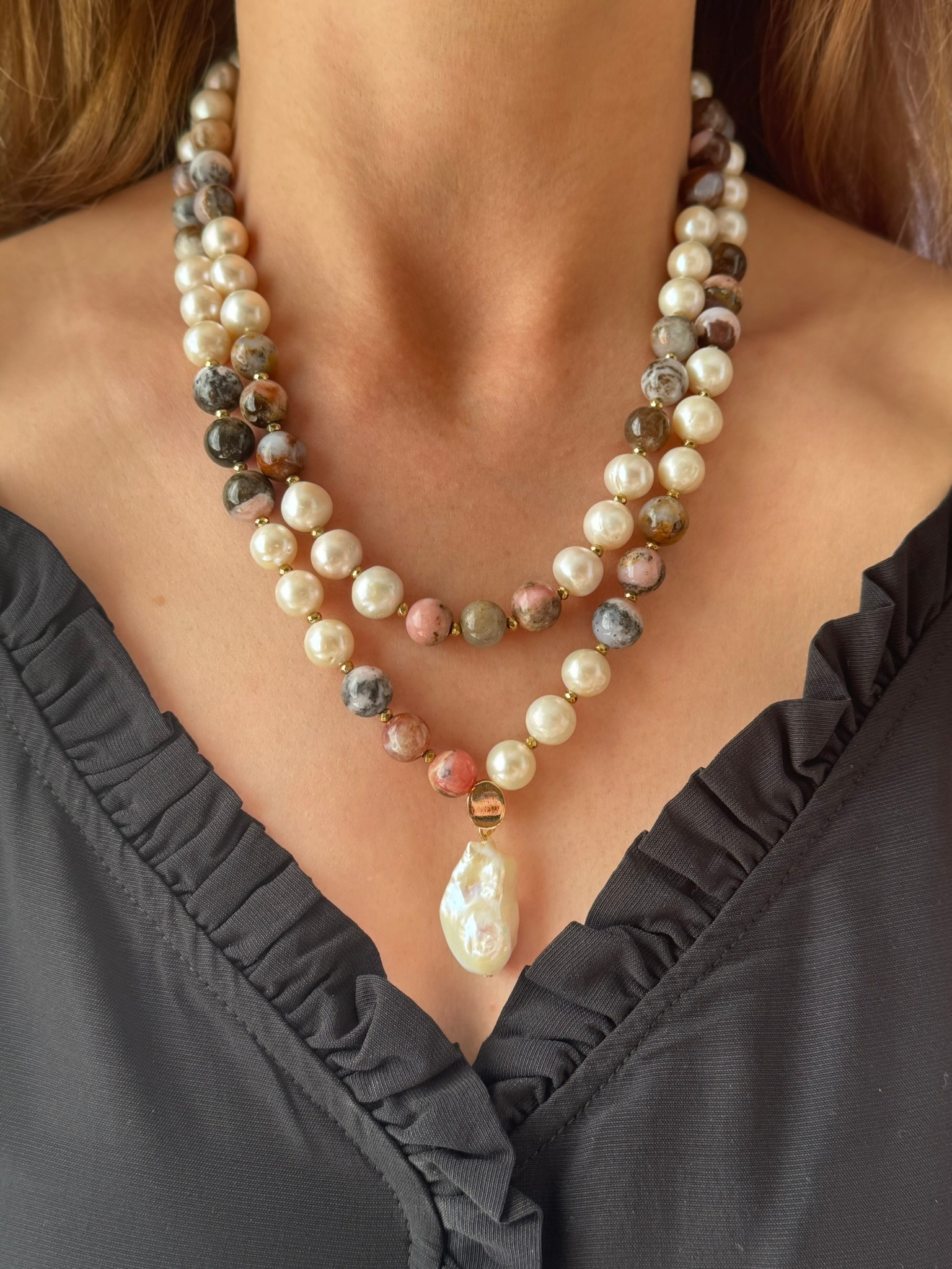 Barok İncili Opal Kolye