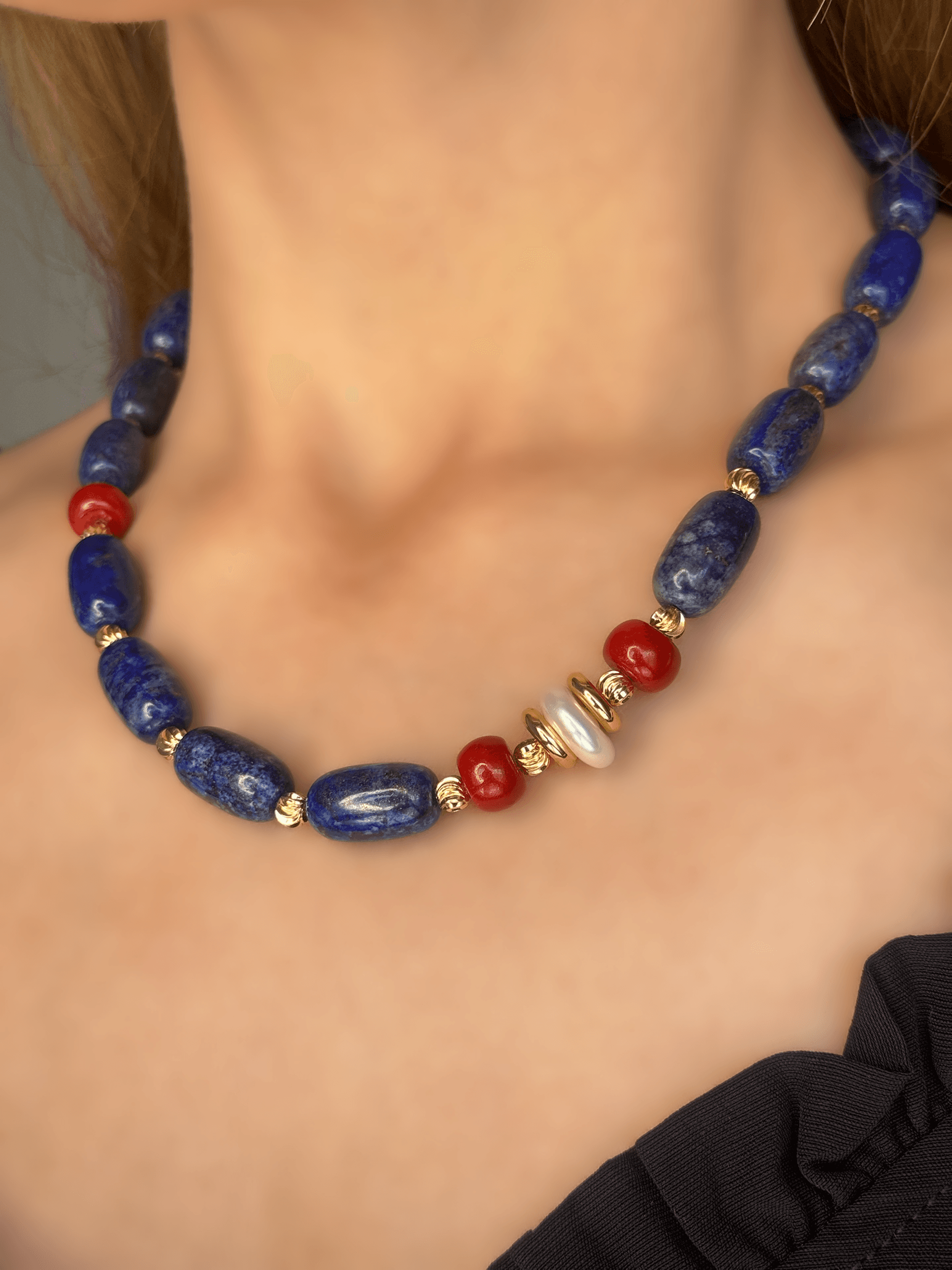 Lapis Lazuli Mercan Kolye