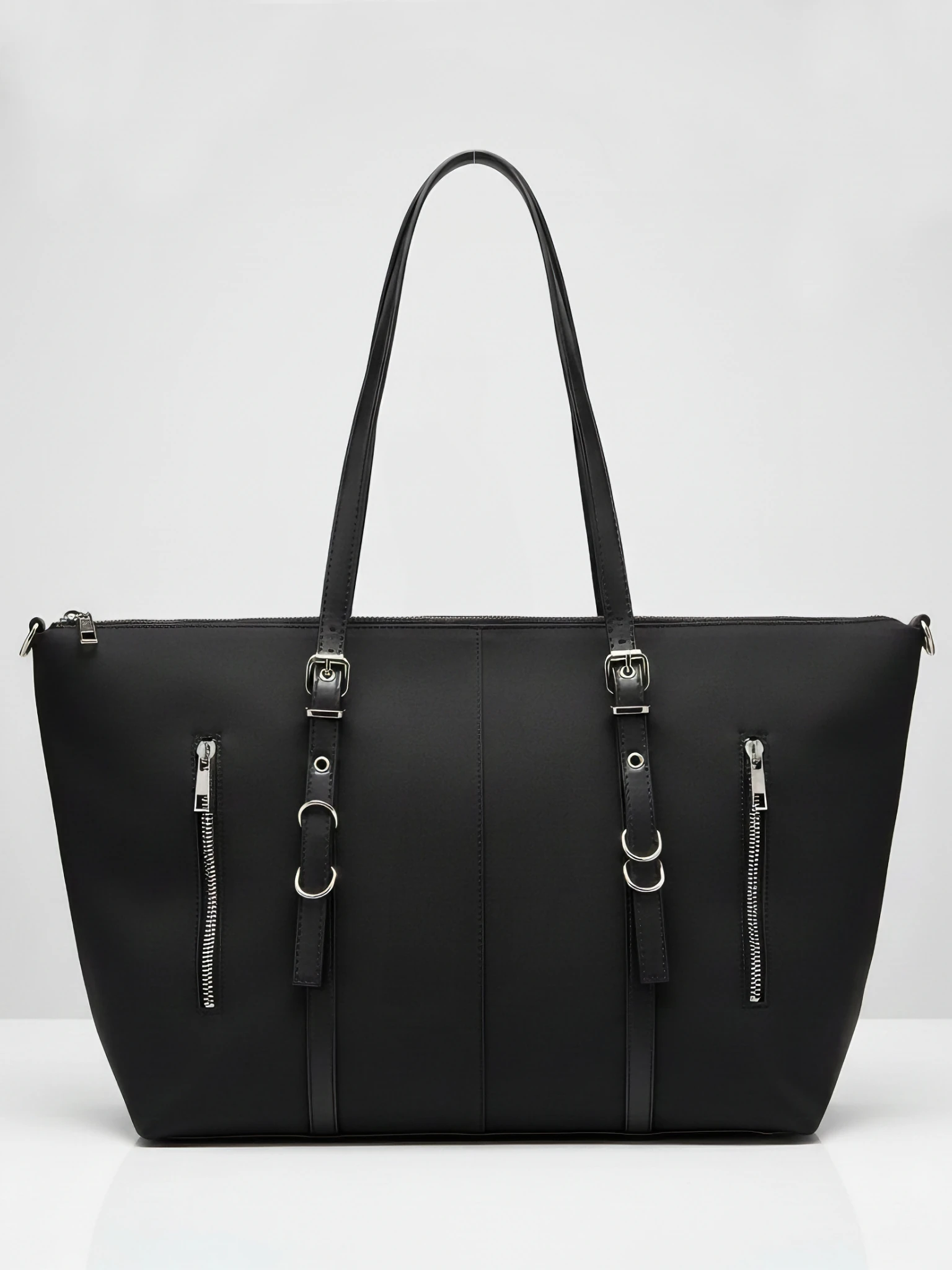 Kadın Şerit Detaylı El ve Omuz Çantası - Sasha - SİYAH