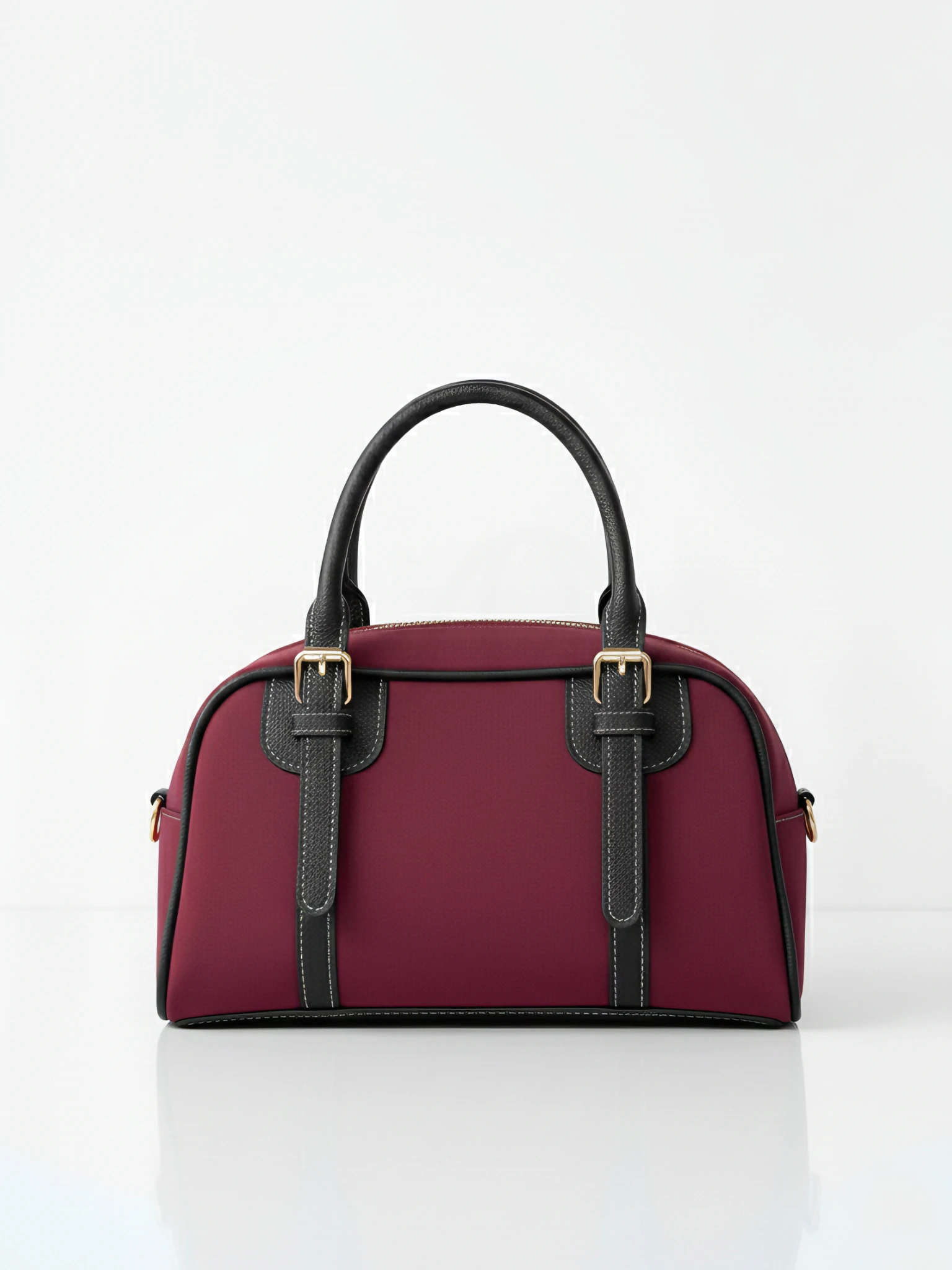 Kadın Kemer Detaylı Süet El Ve Omuz Çantası - Clara - BORDO