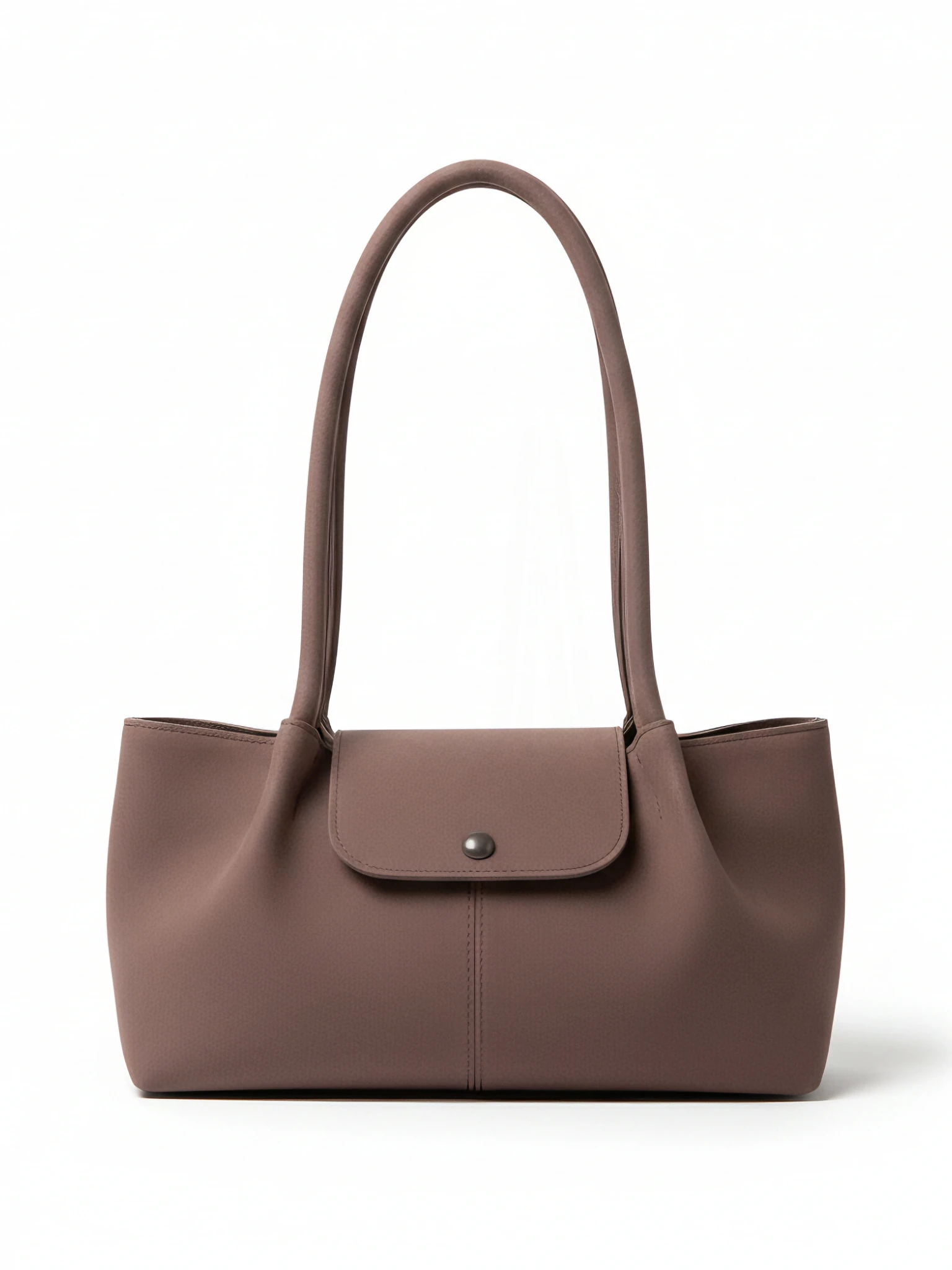 Kadın Çıtçıt Kapaklı Uzun askılı Süet Omuz Çantası - Mono - KAHVE