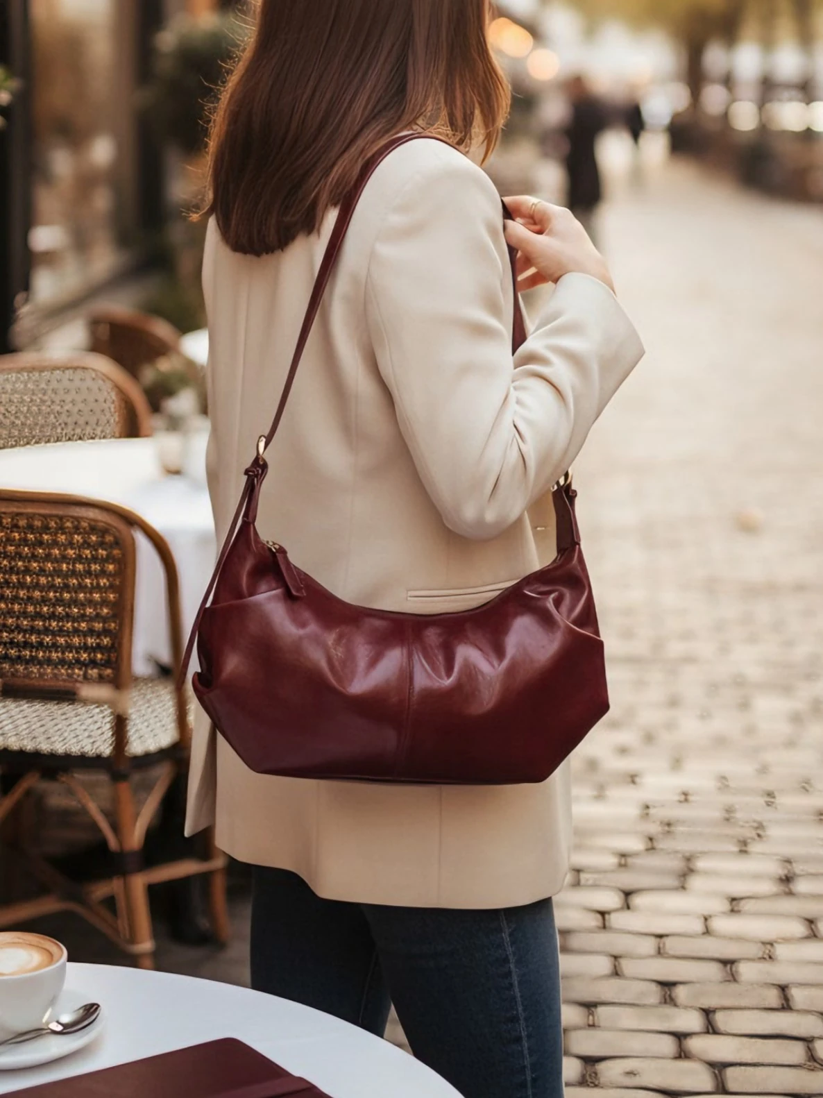 Kadın Ayarlanabilir Askılı Omuz Çantası - MAYA - BORDO