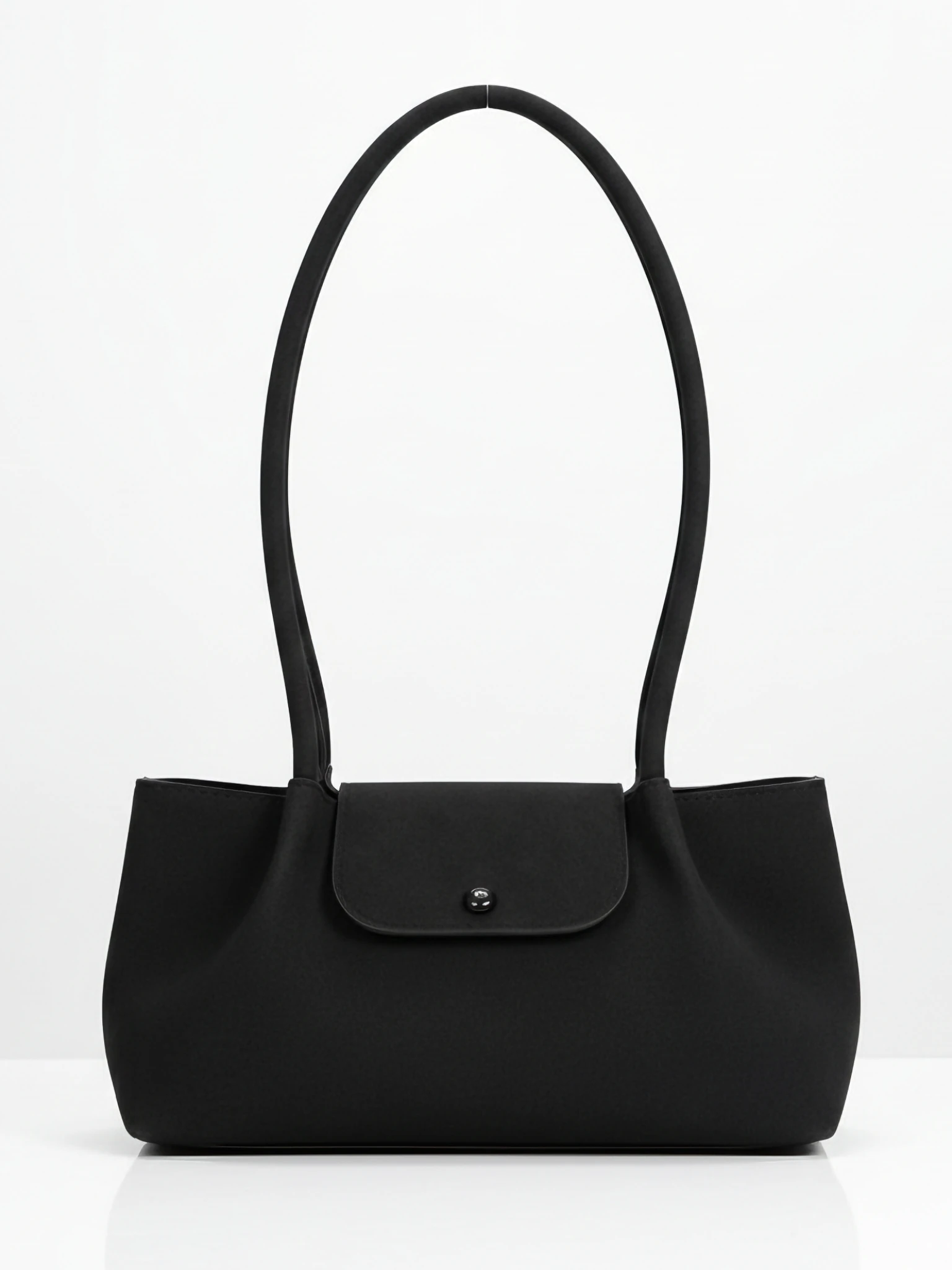 Kadın Çıtçıt Kapaklı Uzun askılı Süet Omuz Çantası - Mono - SİYAH