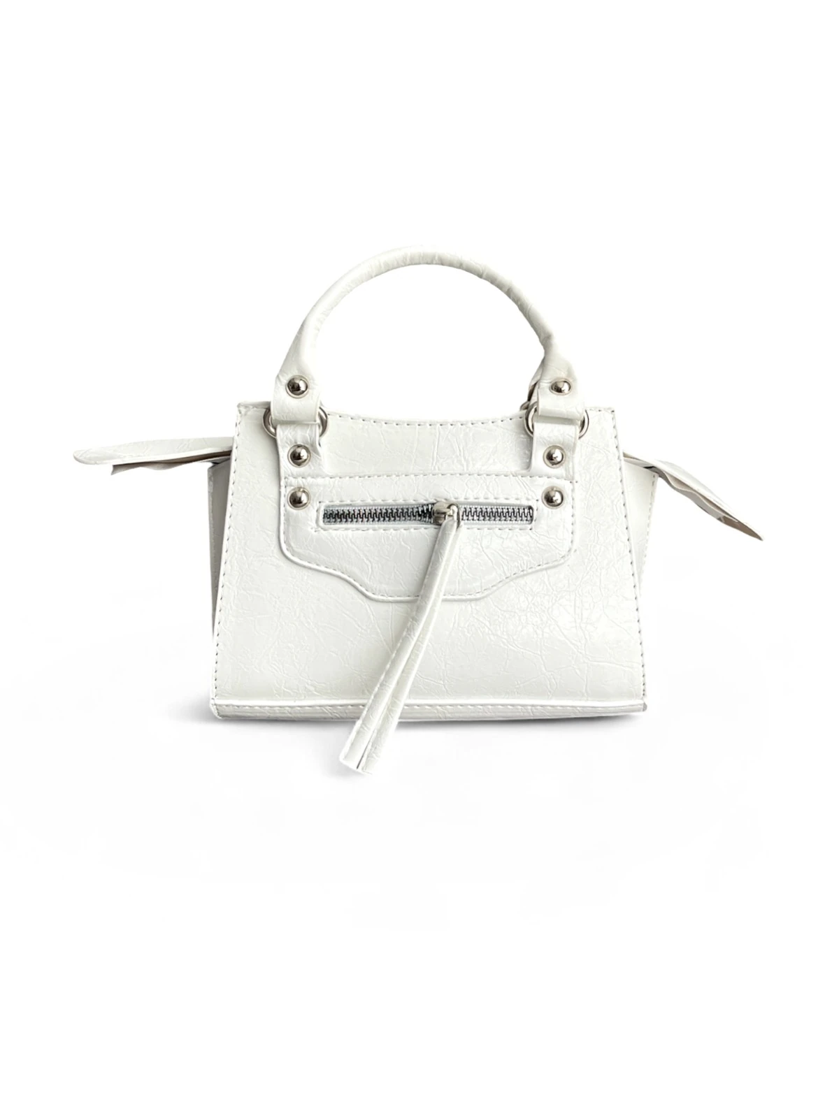 Kadın Askılı Kırışık Deri Çapraz El Ve Omuz Çantası - DORA - BEYAZ