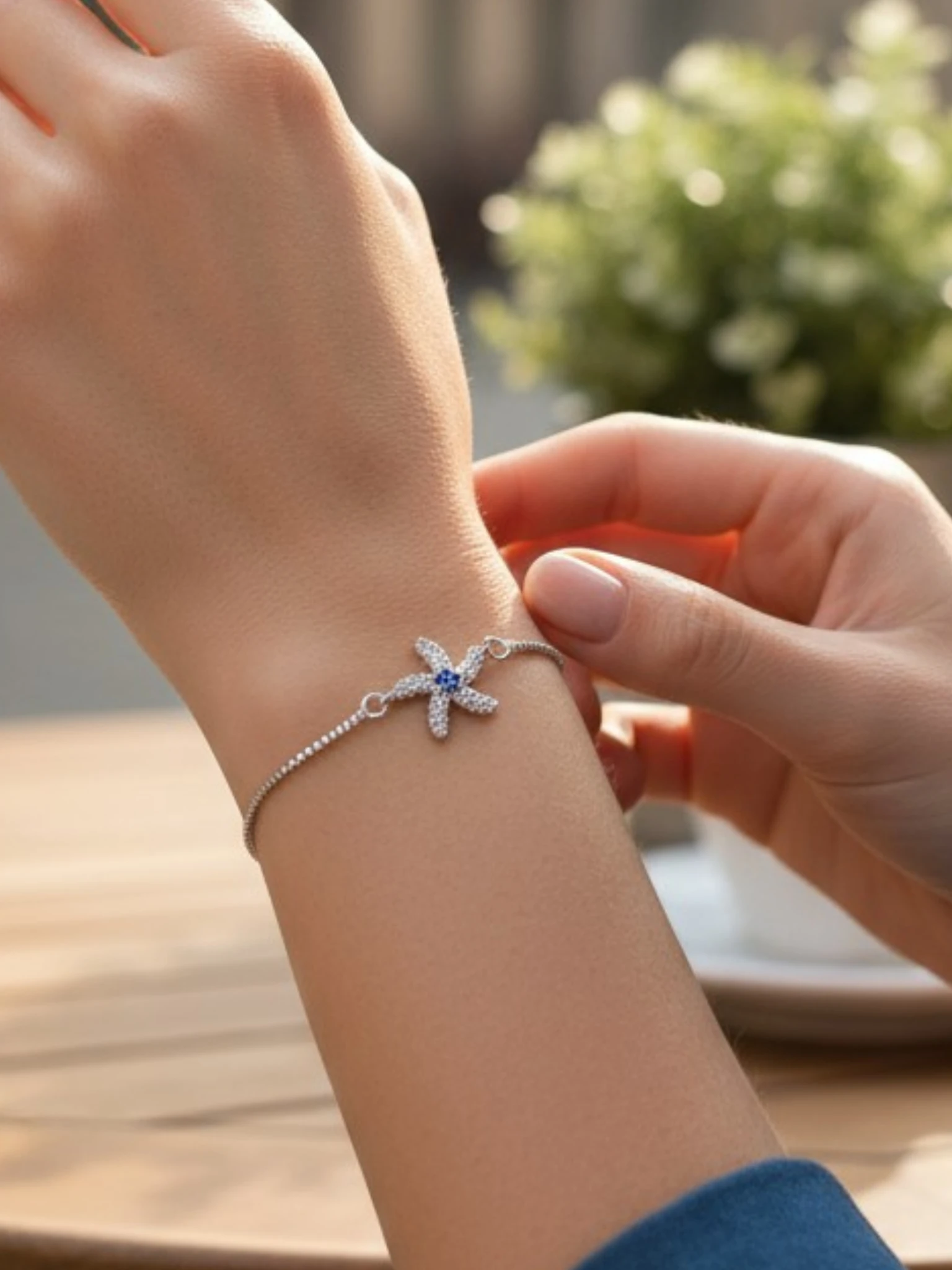 Taşlı Deniz Yıldızı Bileklik - SILVER