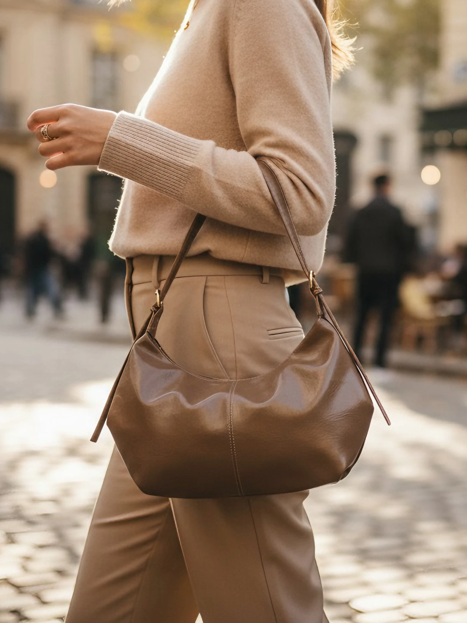 Kadın Ayarlanabilir Askılı Omuz Çantası - MAYA - VİZON