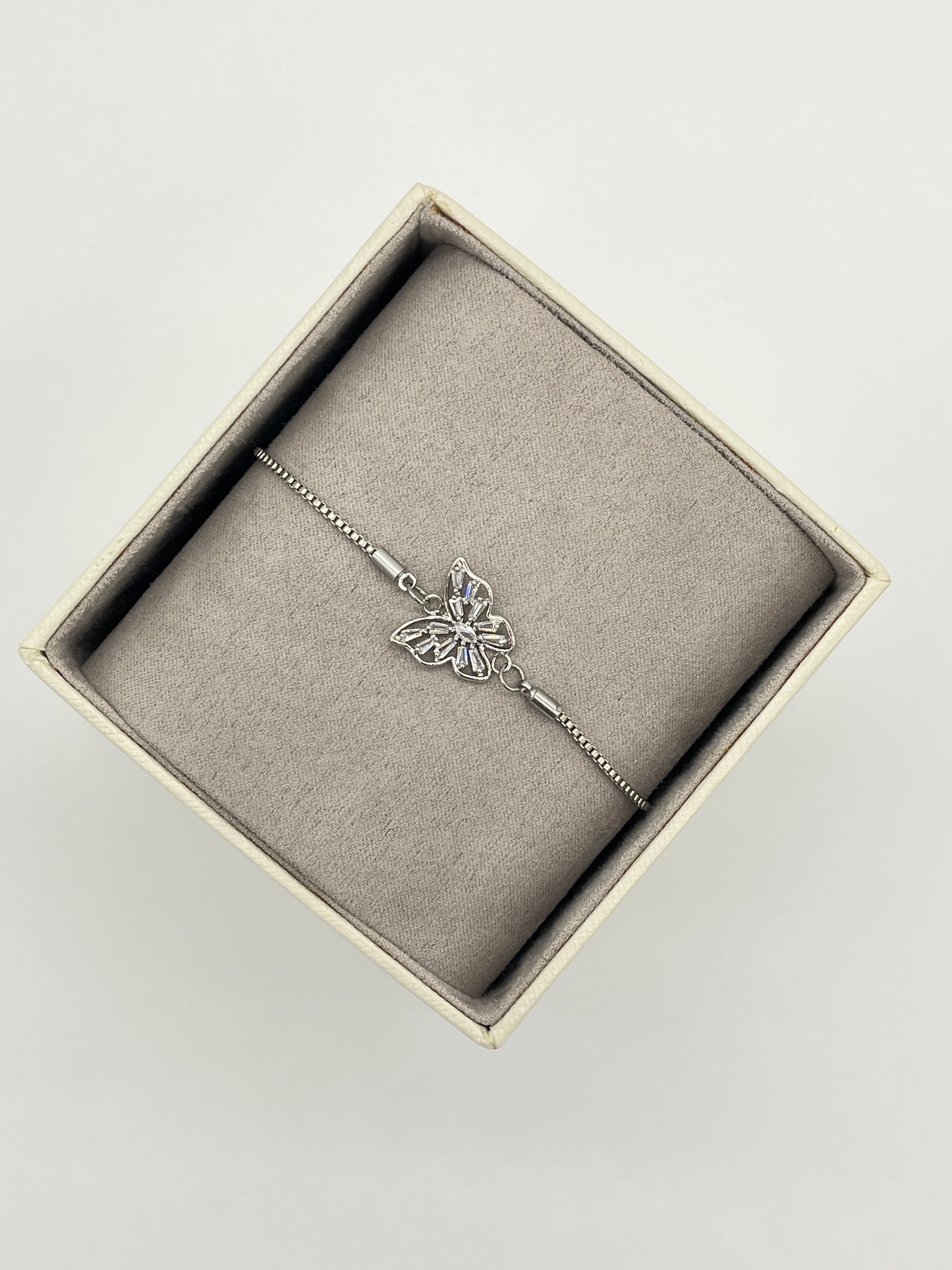 Baget Taşlı Kelebek Bileklik - SILVER