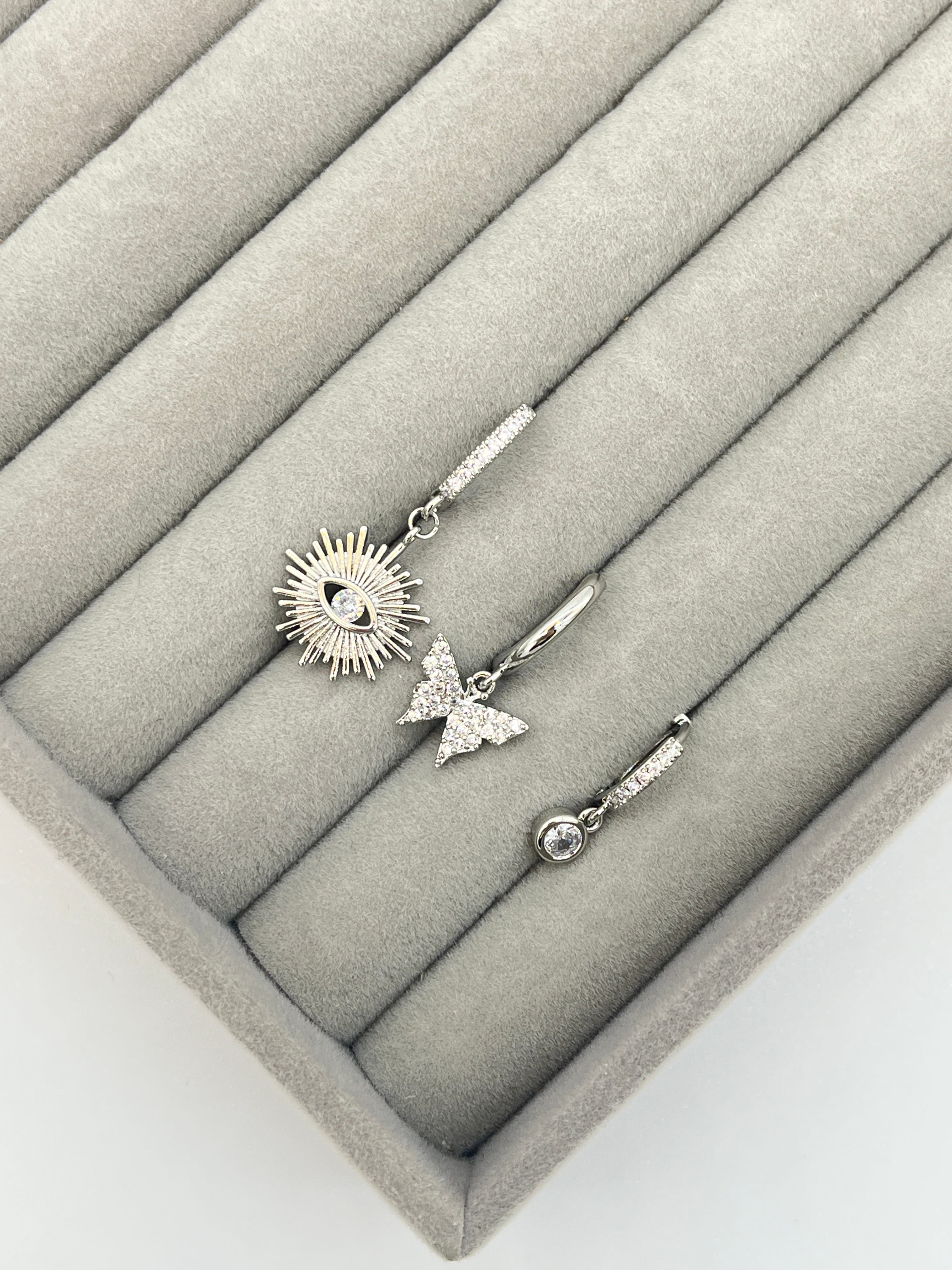 3'lü gümüş set küpe - SILVER