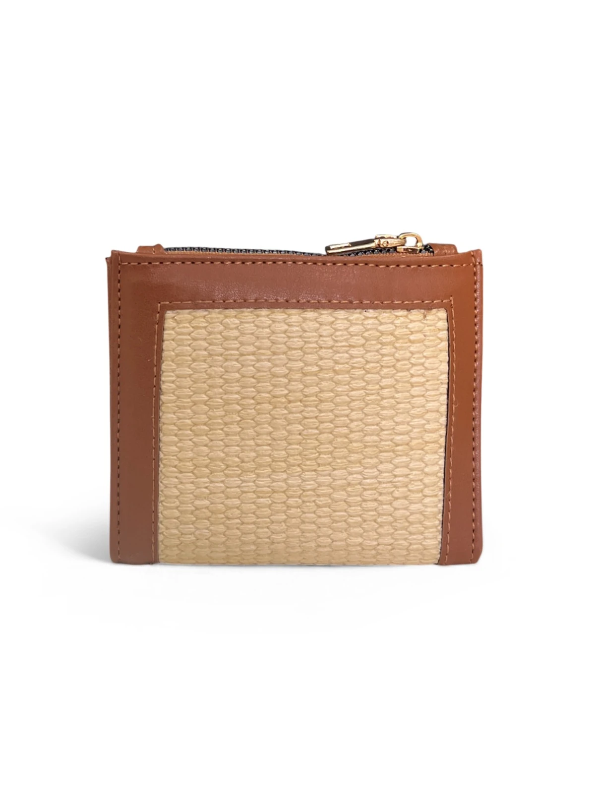 Hasır Detaylı Kare Kadın Cüzdan - ZBR - TABA