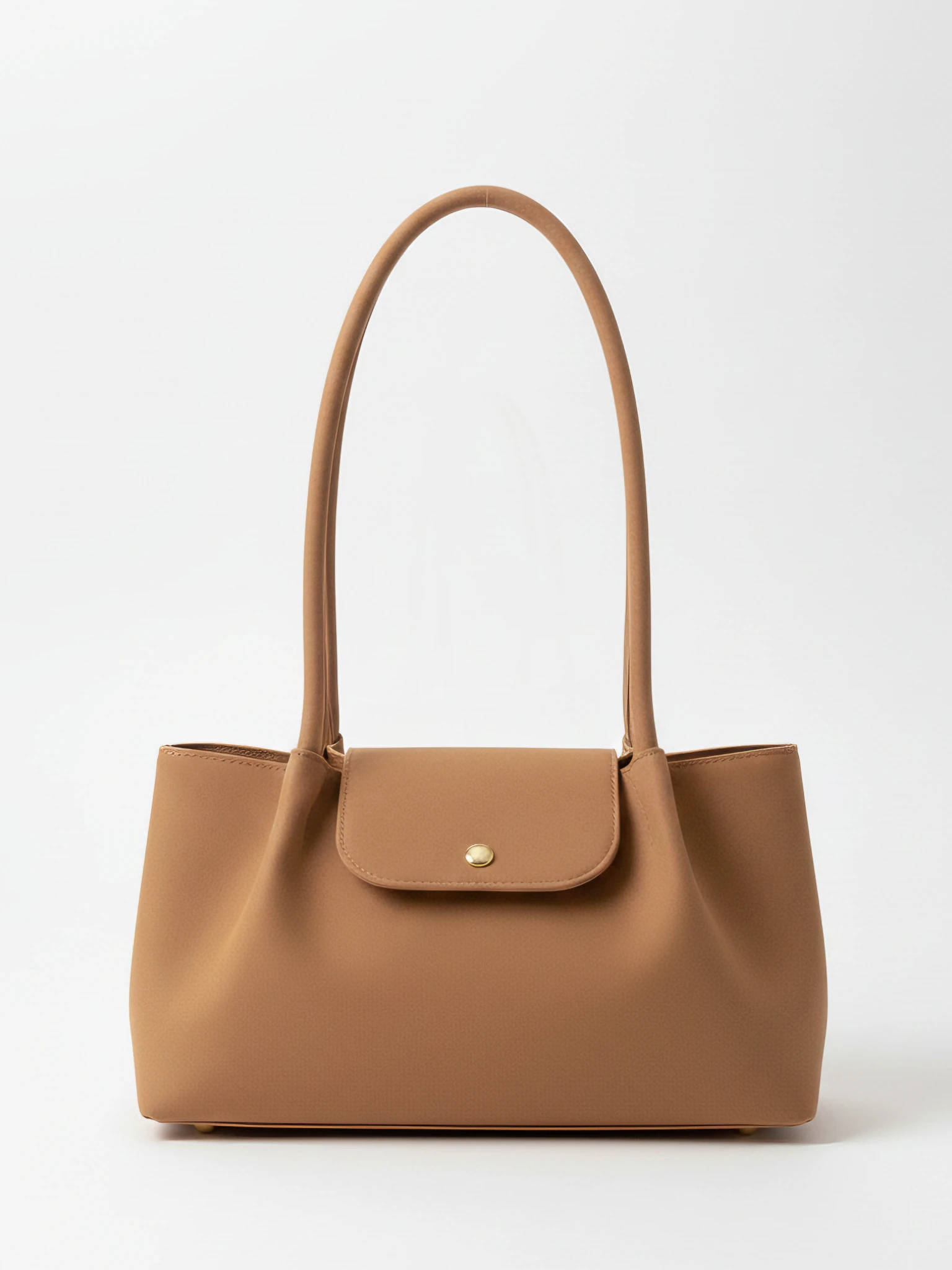 Kadın Çıtçıt Kapaklı Uzun askılı Süet Omuz Çantası - Mono - TABA