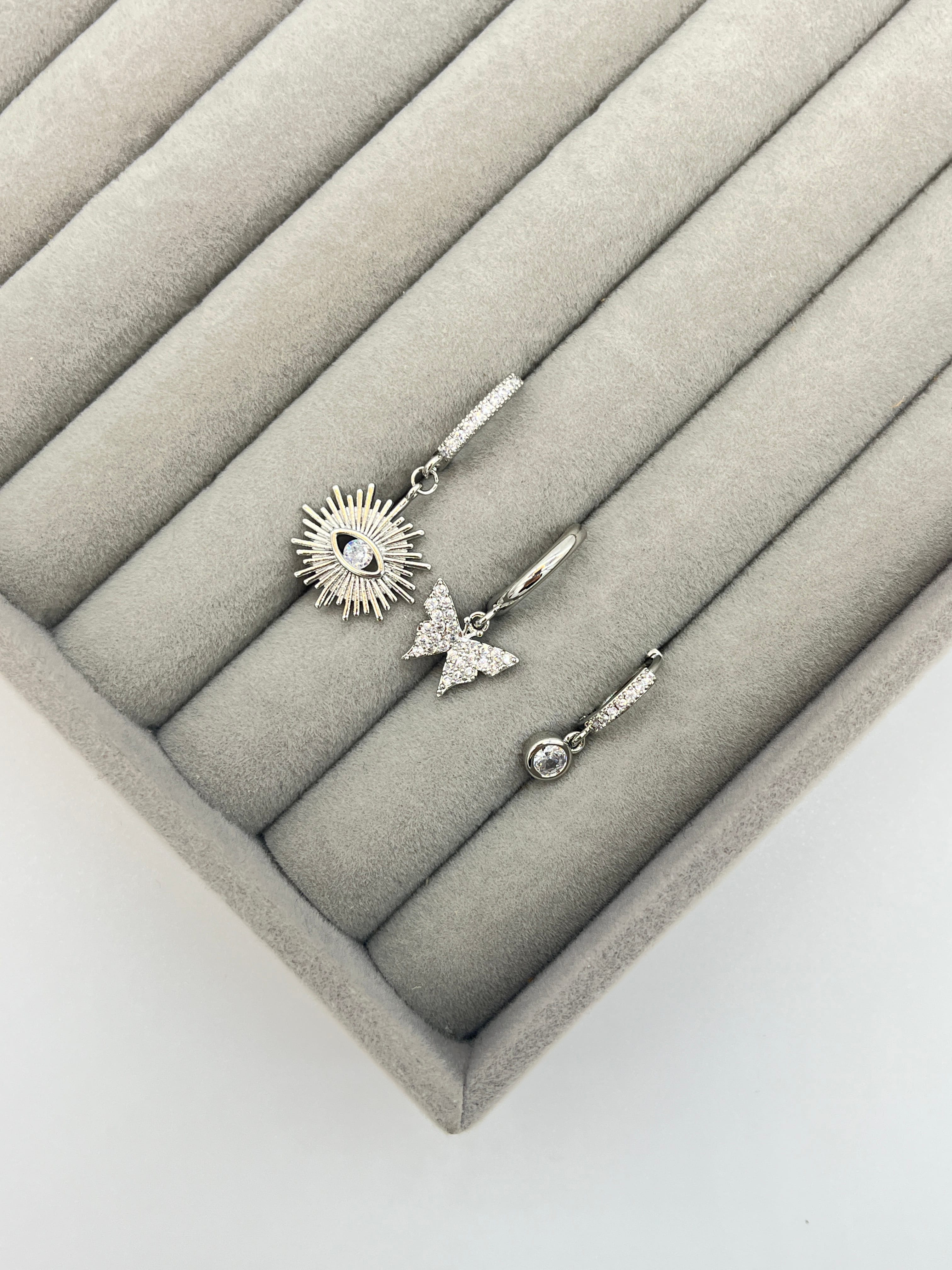 3'lü gümüş set küpe - SILVER
