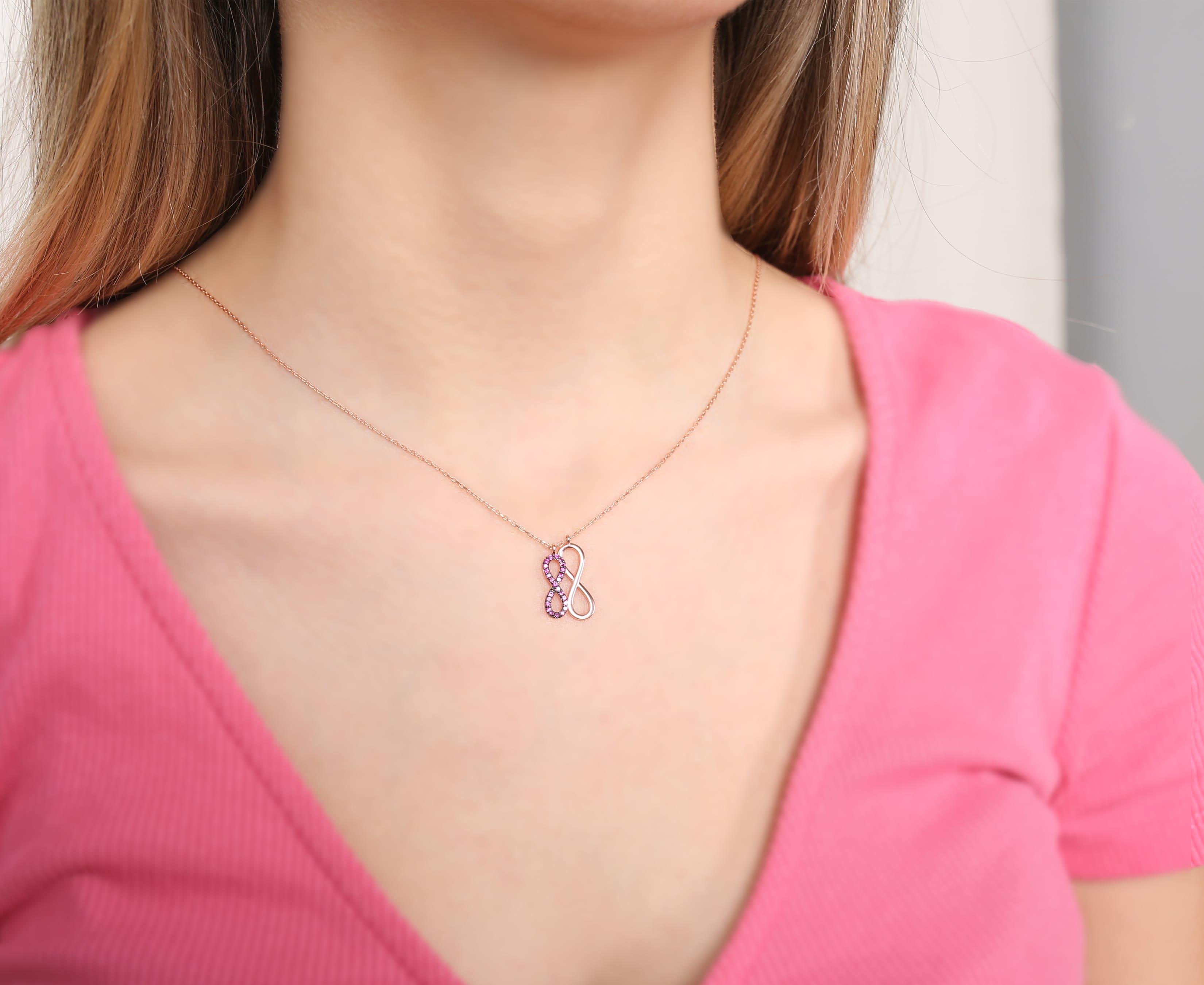 925 Ayar Sonsuzluk Kolye - GOLD ROSE