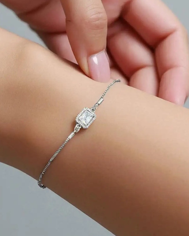 Baget Taşlı Bileklik  - SILVER