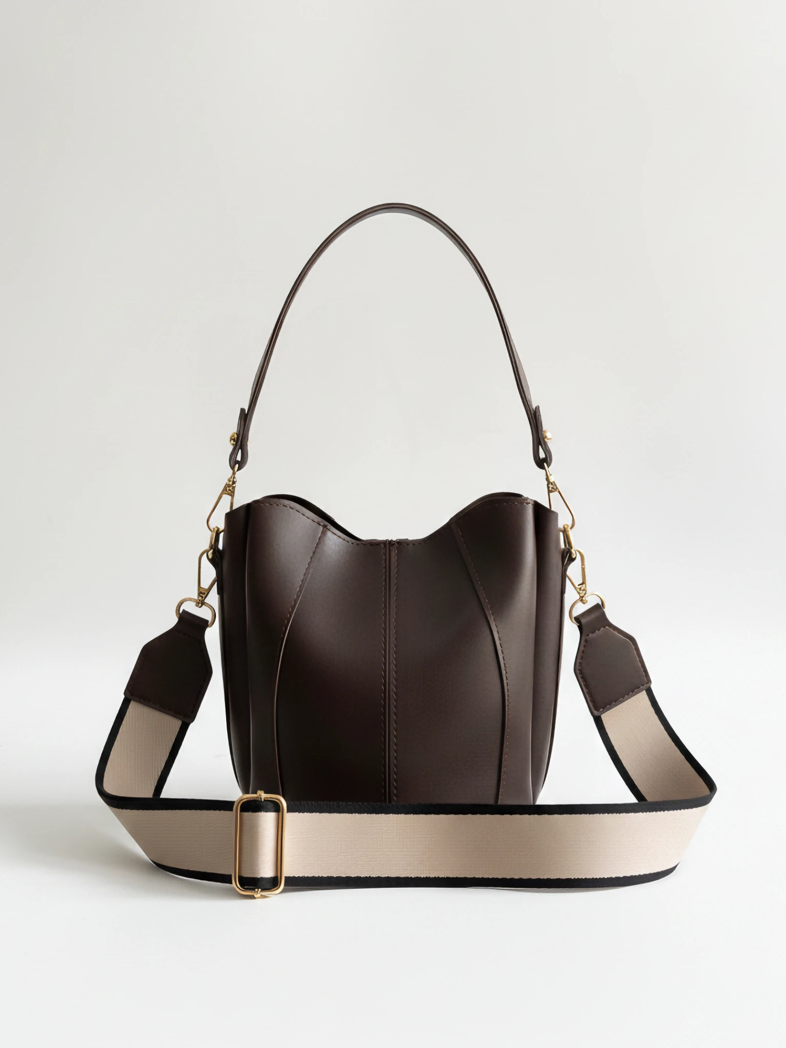 Kadın Çıtçıt Kapamalı El Ve Omuz Çantası - Puka - KAHVE