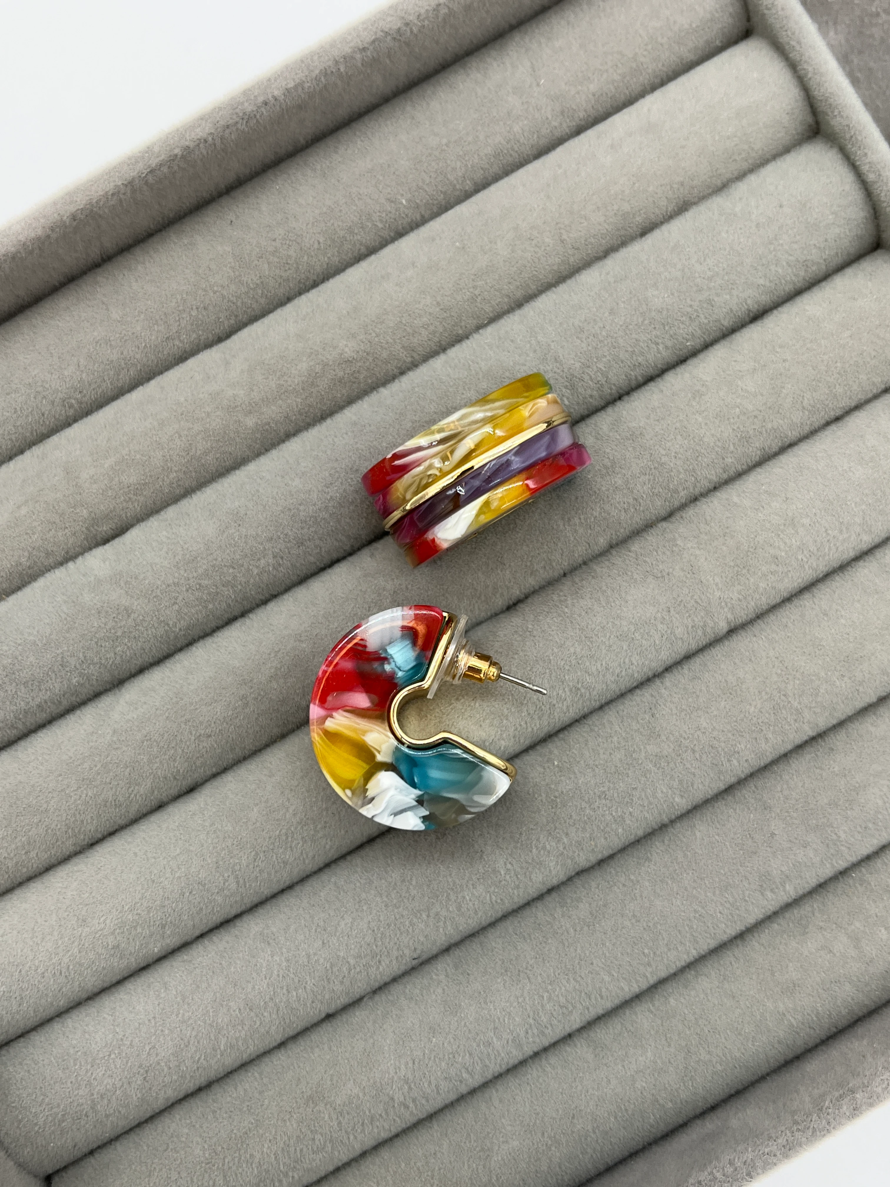 Renkli Oval Küpe - GOLD