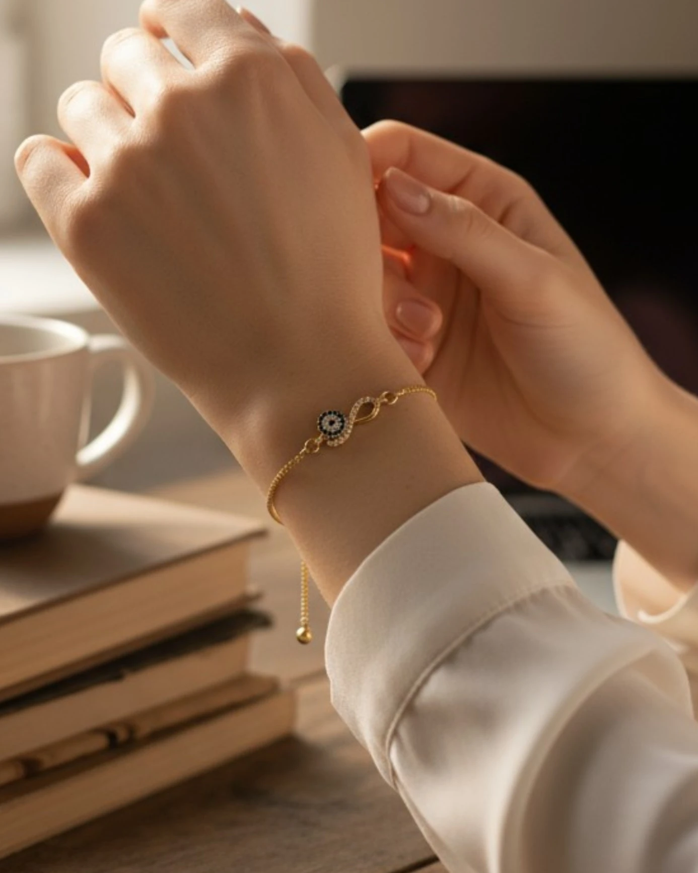 Taşlı Sonsuzluk Bileklik - GOLD