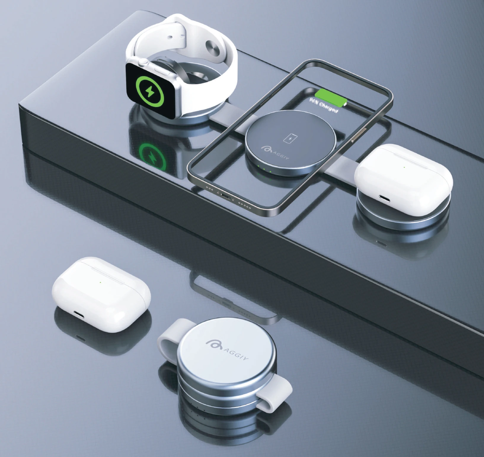 Aggiy Flex Charger 15W Katlanabilir Hızlı Wireless Kablosuz Şarj