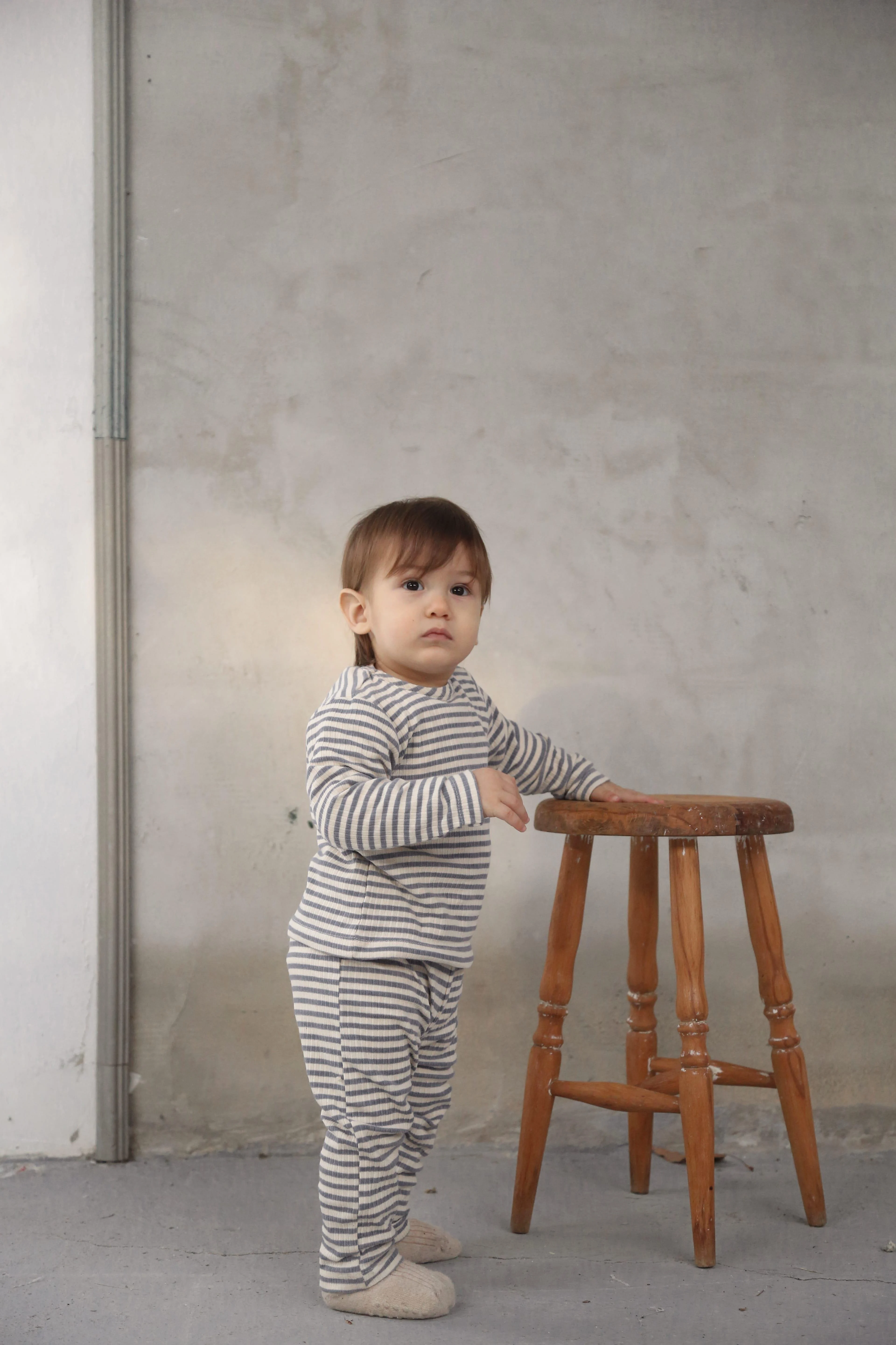 İndigo Çizgili Alt Üst Takım