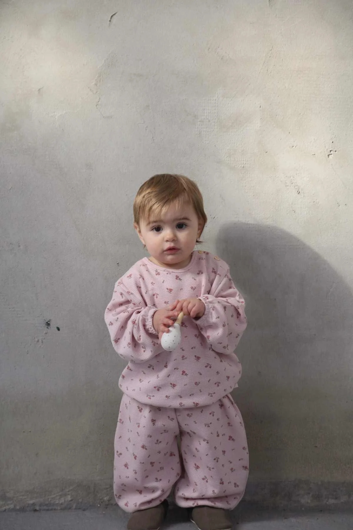 Pembe Çiçek Baskılı Şalvar Takım