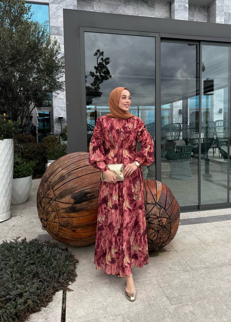  Desenli Dijital Elbise