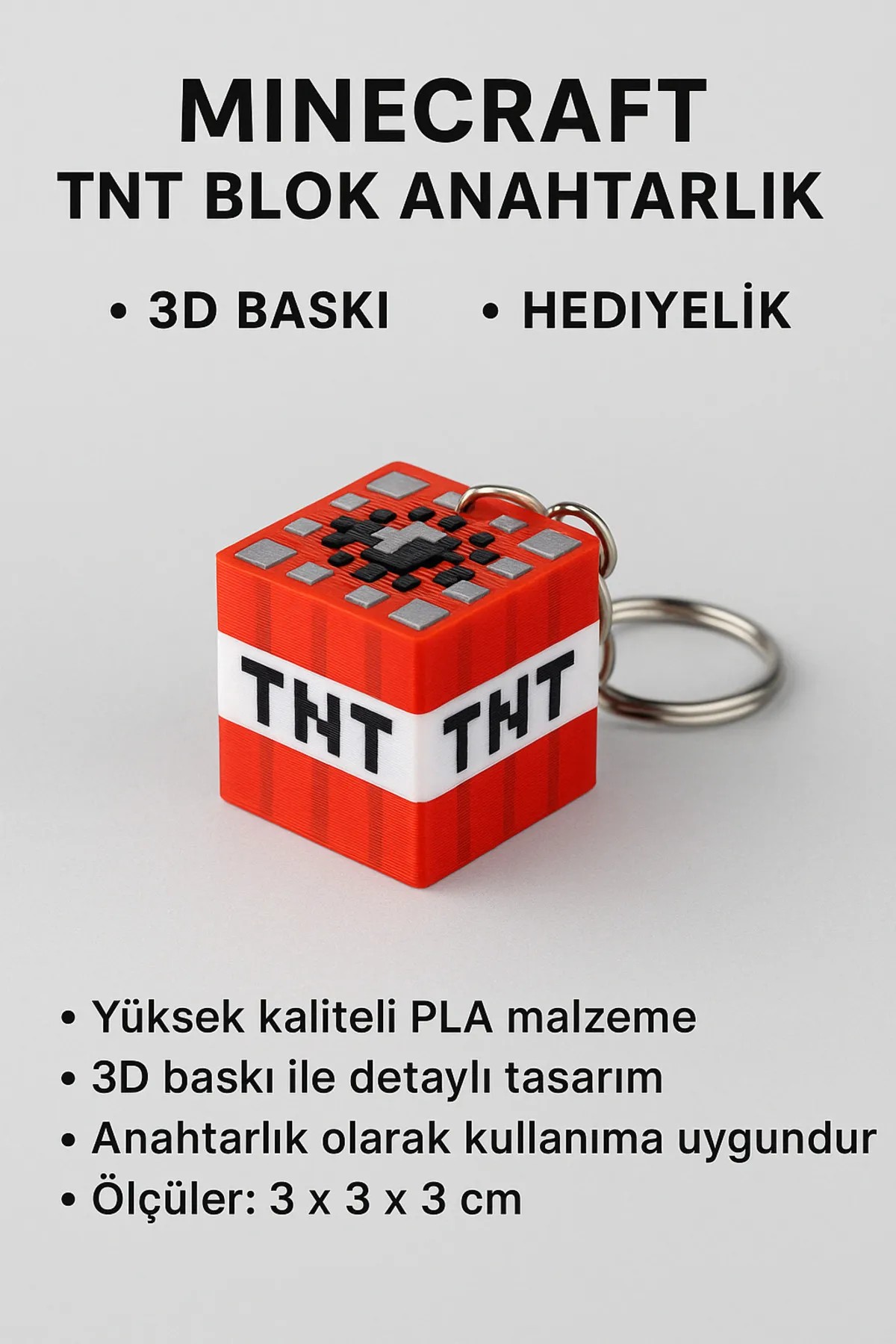 Minecraft TNT Anahtarlık