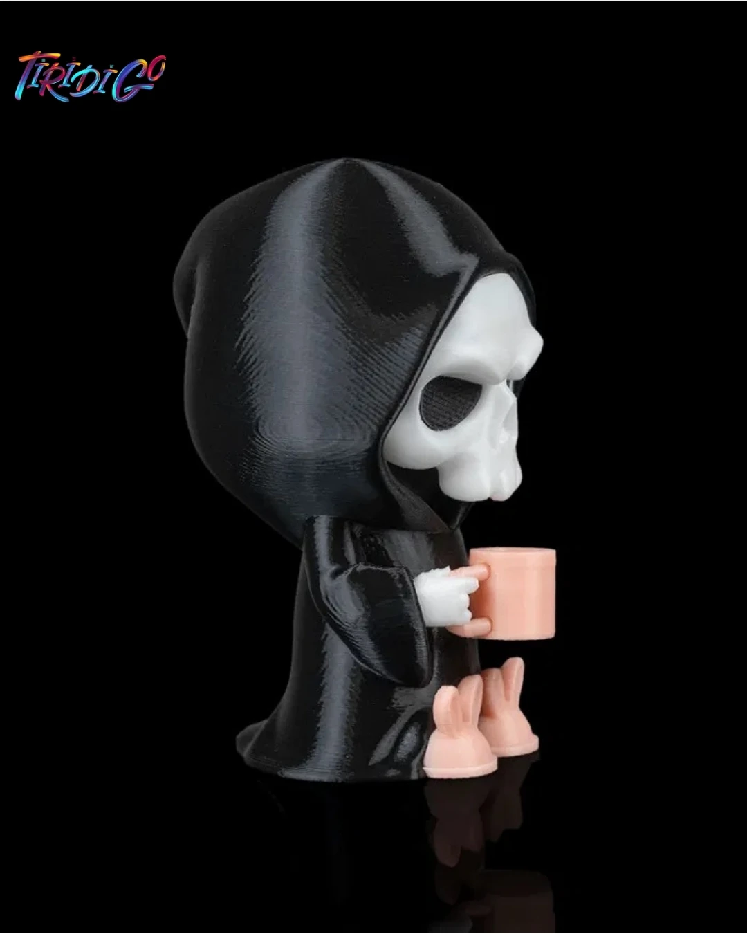 Kahve İçen Kuru Kafa Anahtarlık – Tiridigo 3D Baskı Gotik Figür 