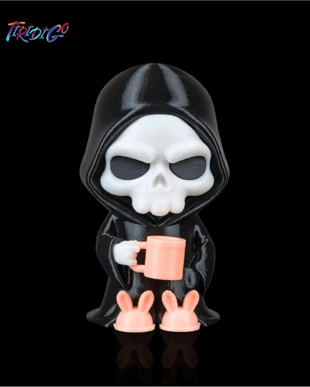 Kahve İçen Kuru Kafa Anahtarlık – Tiridigo 3D Baskı Gotik Figür 