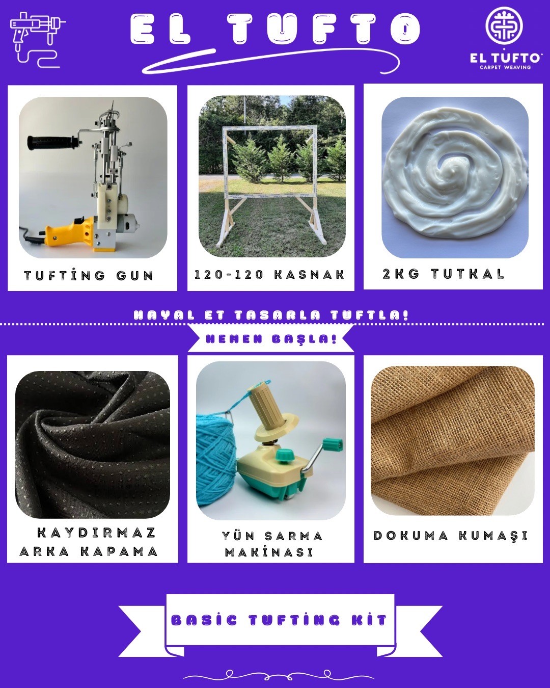 Basic Tufting Seti – Başlangıç Seviyesi Halı Yapım Seti