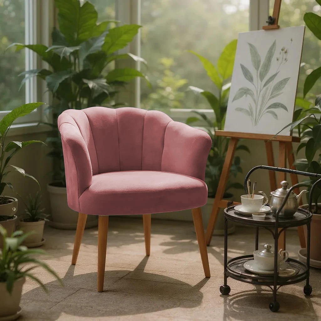 Papatya Babyface Kumaş Modern Berjer Koltuk - Gül Kurusu