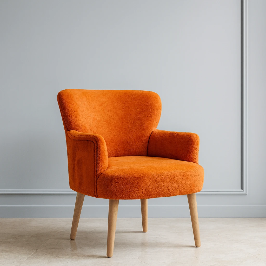 Roma - Welsoft Kumaş Berjer Koltuk - Modern Şık - Turuncu