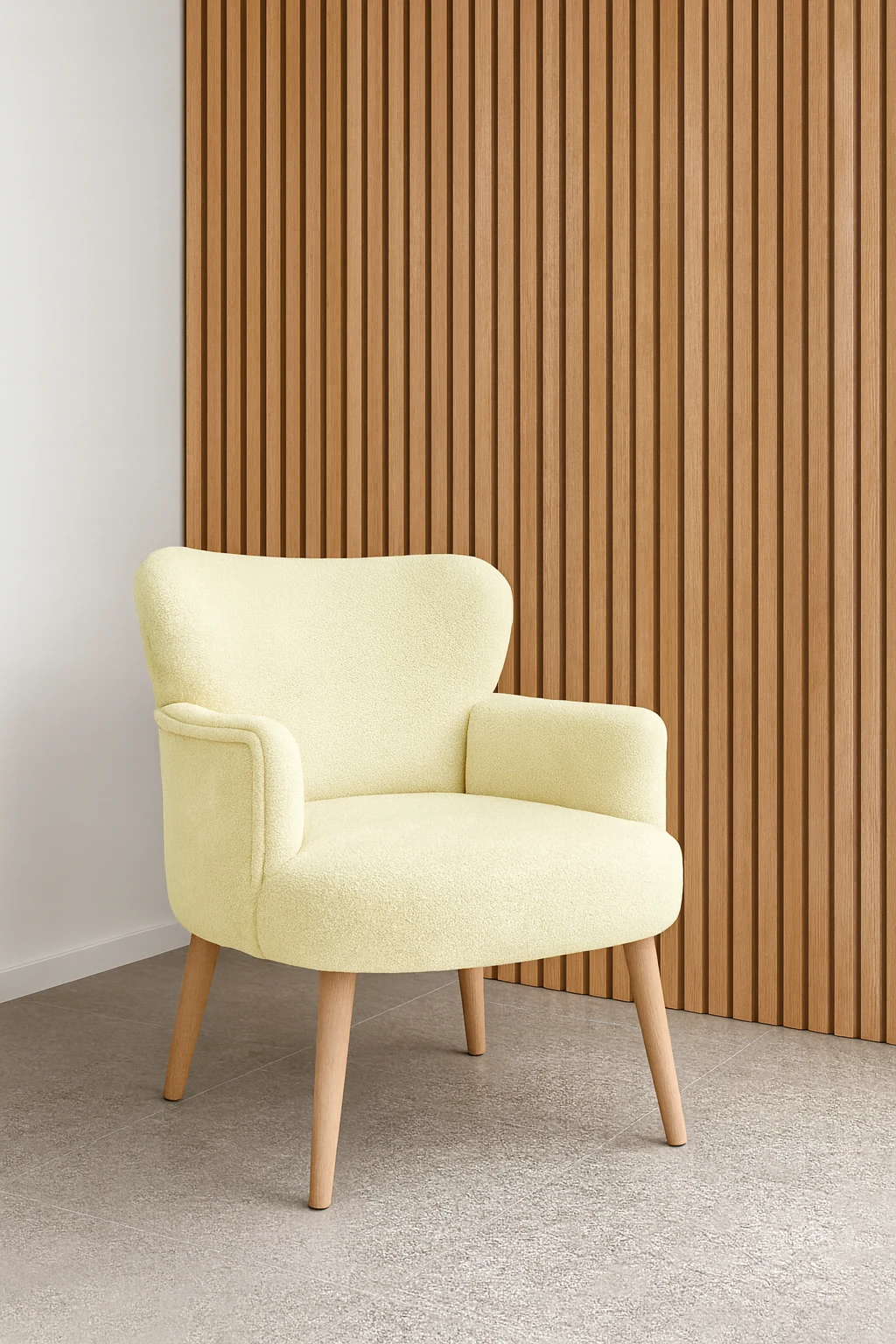 Roma - Welsoft Kumaş Berjer Koltuk - Modern Şık - Krem