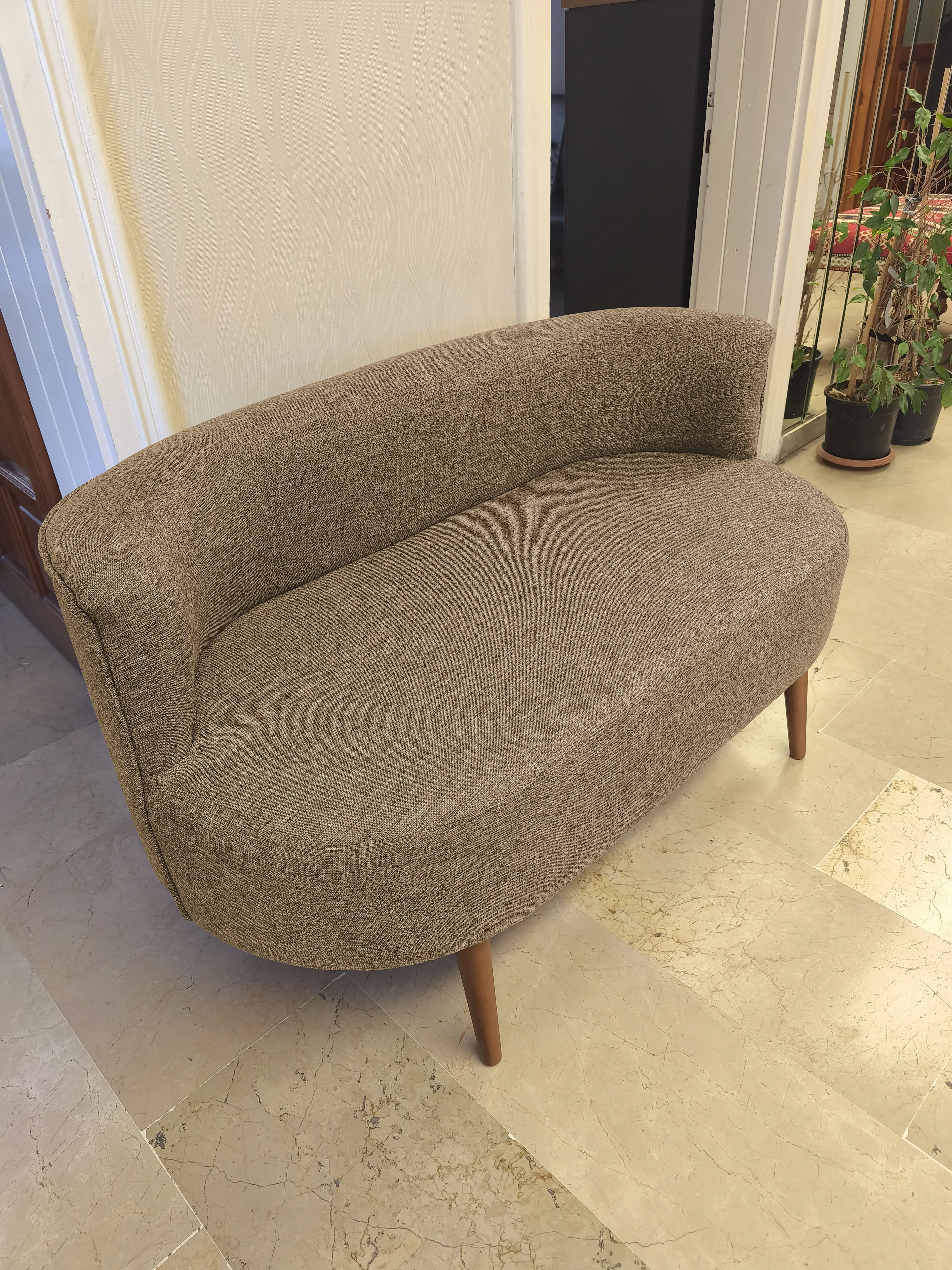 Sydney Modern Çay Seti Koltuk Takımı | Modern İskandinav Tarzı | Keten Kumaş | Kahverengi