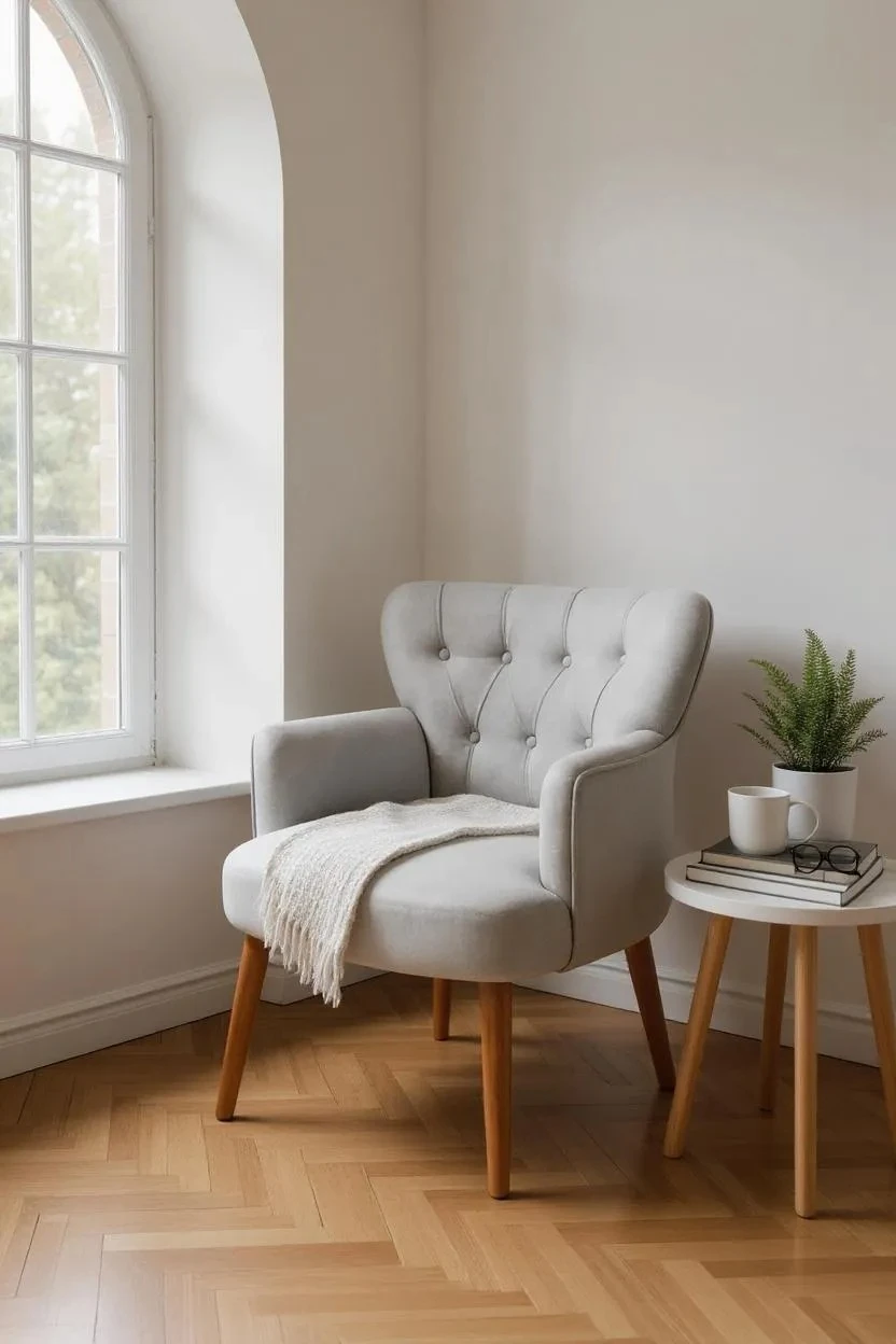 Roma - Babyface Kumaş - Modern Berjer Koltuk - Gümüş