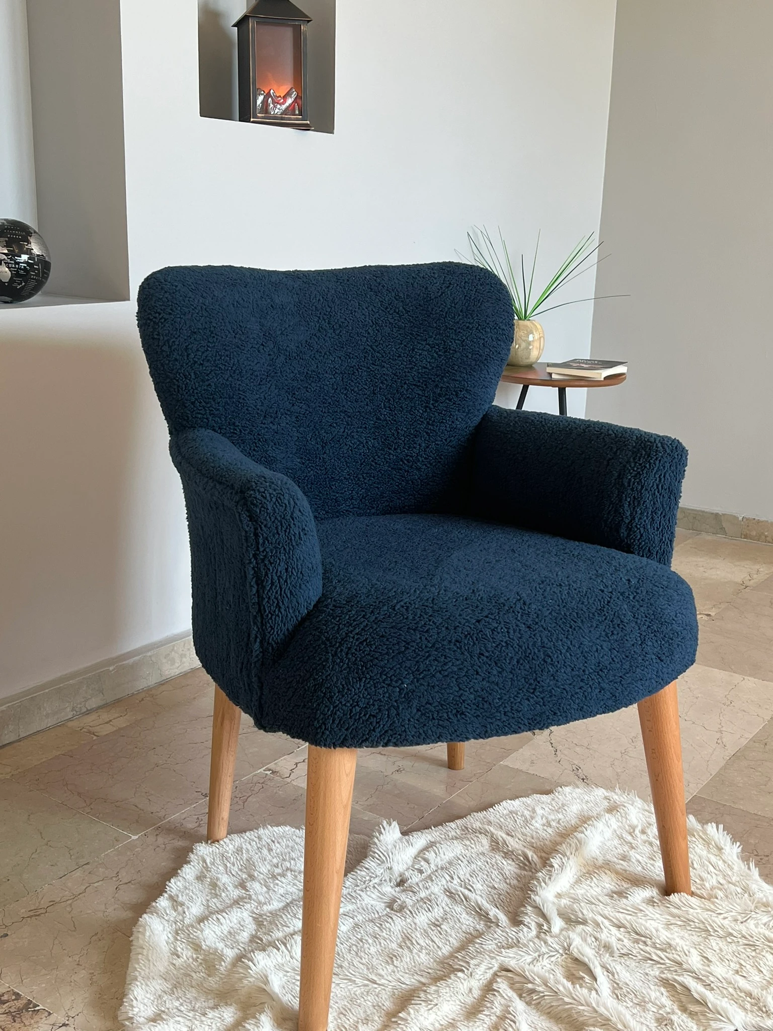 Roma - Welsoft Kumaş Berjer Koltuk - Modern Şık - Mavi