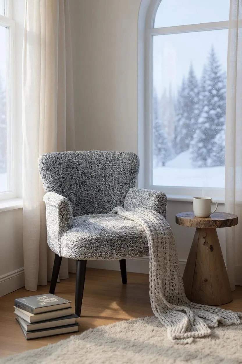 Roma - Welsoft Kumaş Berjer Koltuk - Modern Şık - Kırçıllı Gri