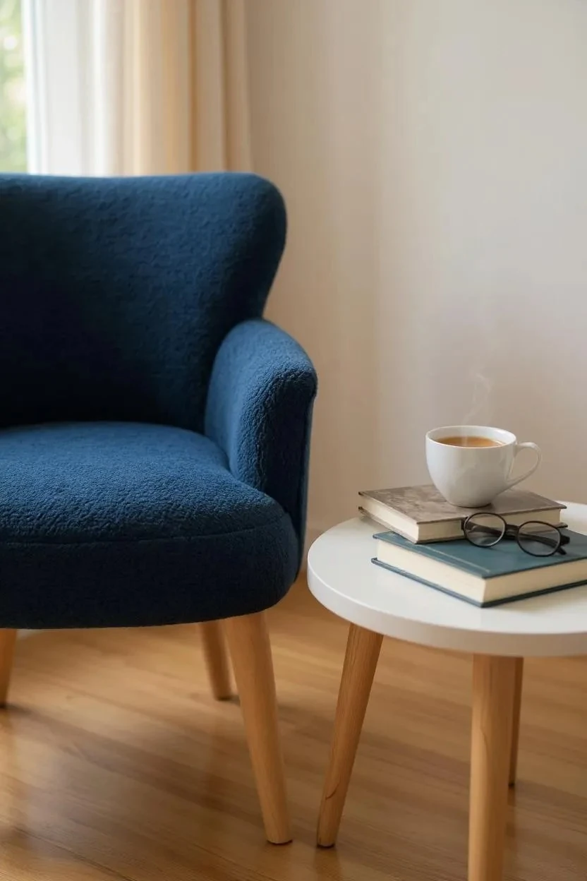 Roma - Welsoft Kumaş Berjer Koltuk - Modern Şık - Mavi