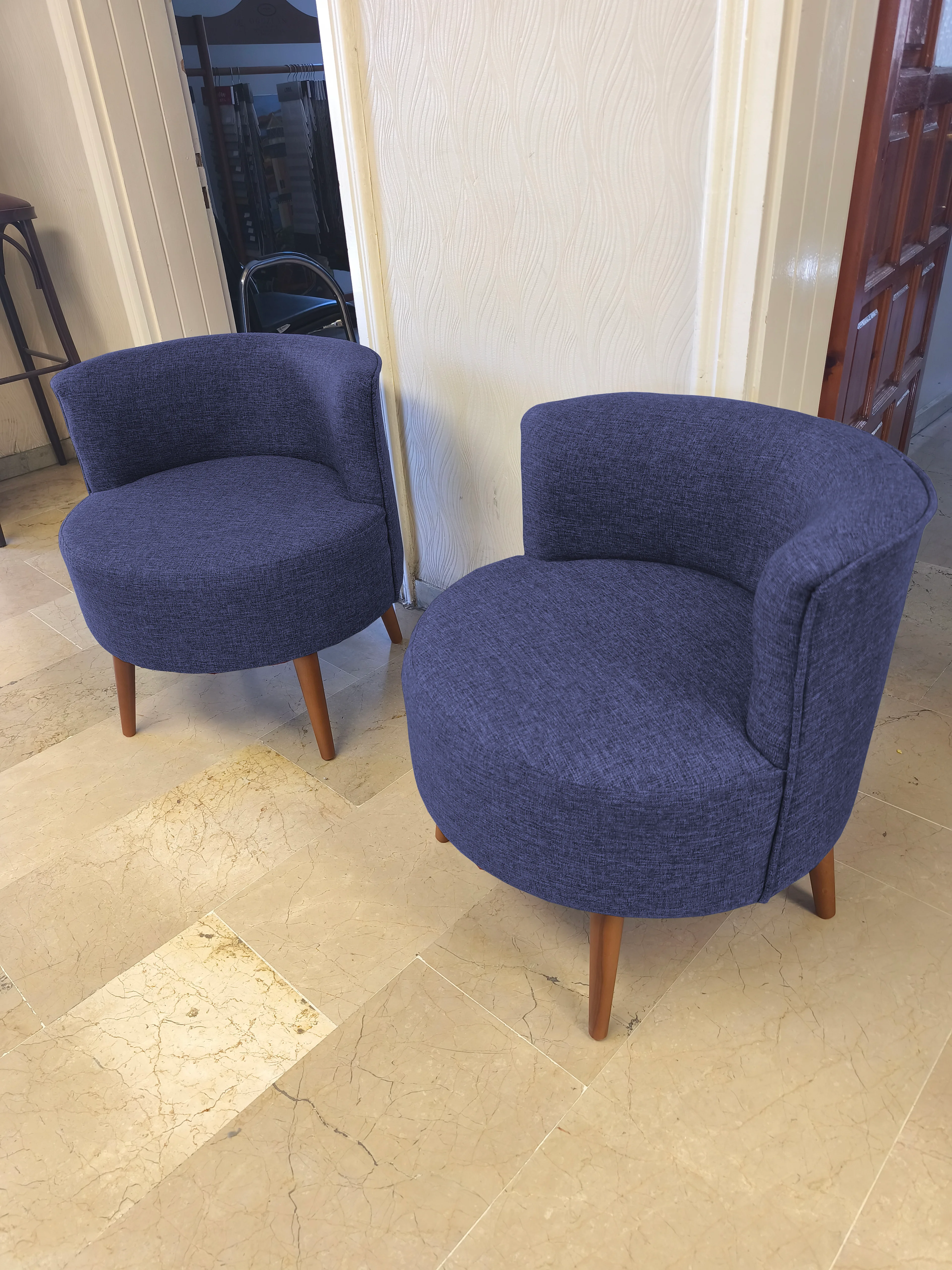 Sydney Modern Çay Seti Koltuk Takımı | Modern İskandinav Tarzı | Keten Kumaş | Mavi