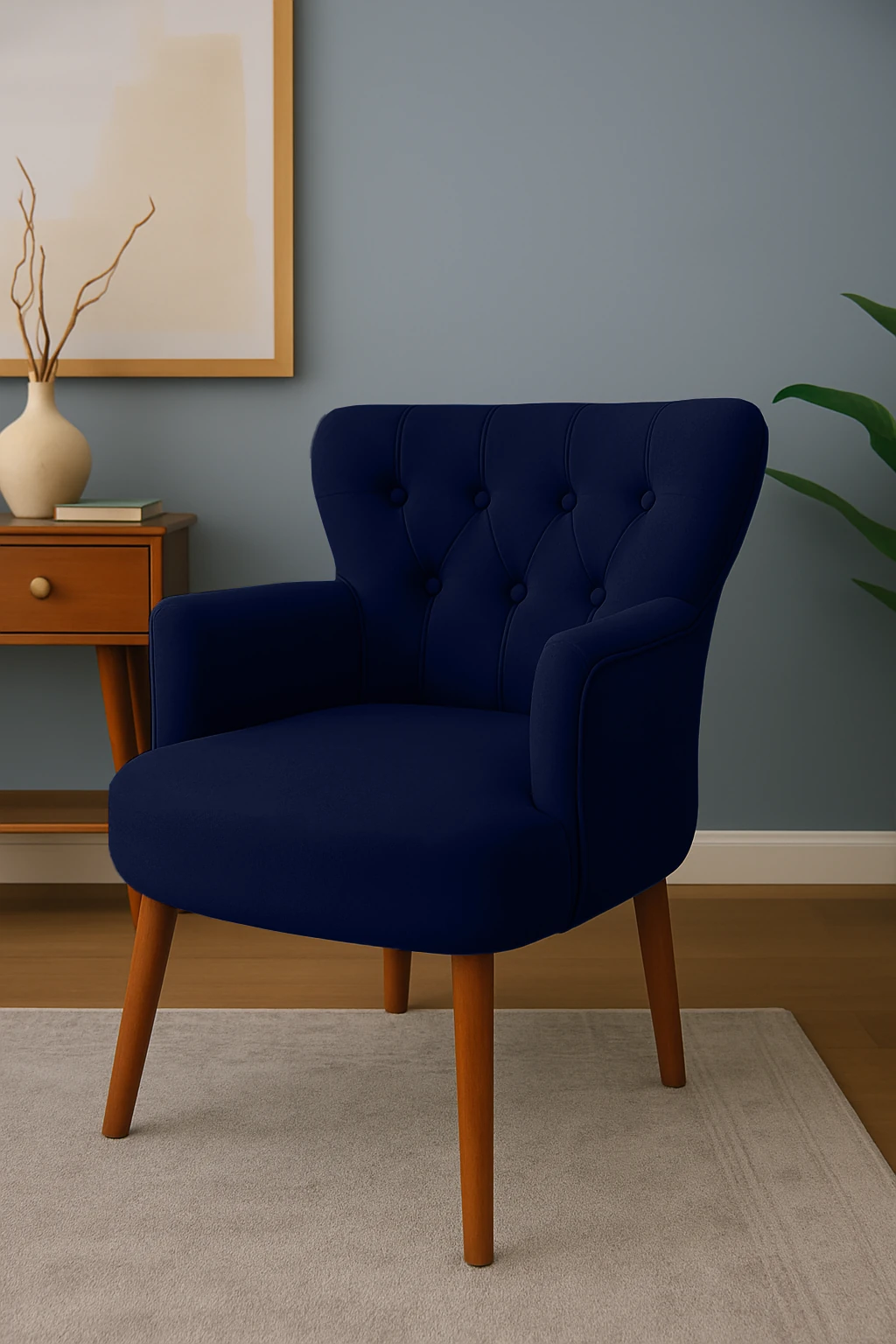 Roma - Babyface Kumaş - Modern Berjer Koltuk - Lacivert