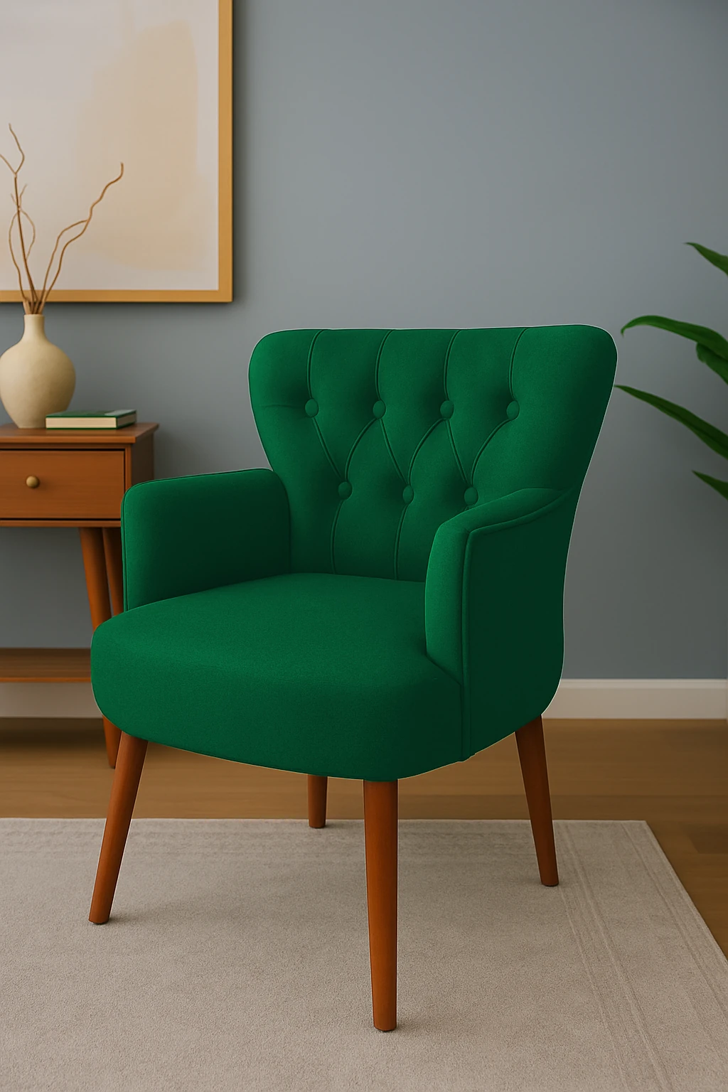 Roma - Babyface Kumaş - Modern Berjer Koltuk - Yeşil