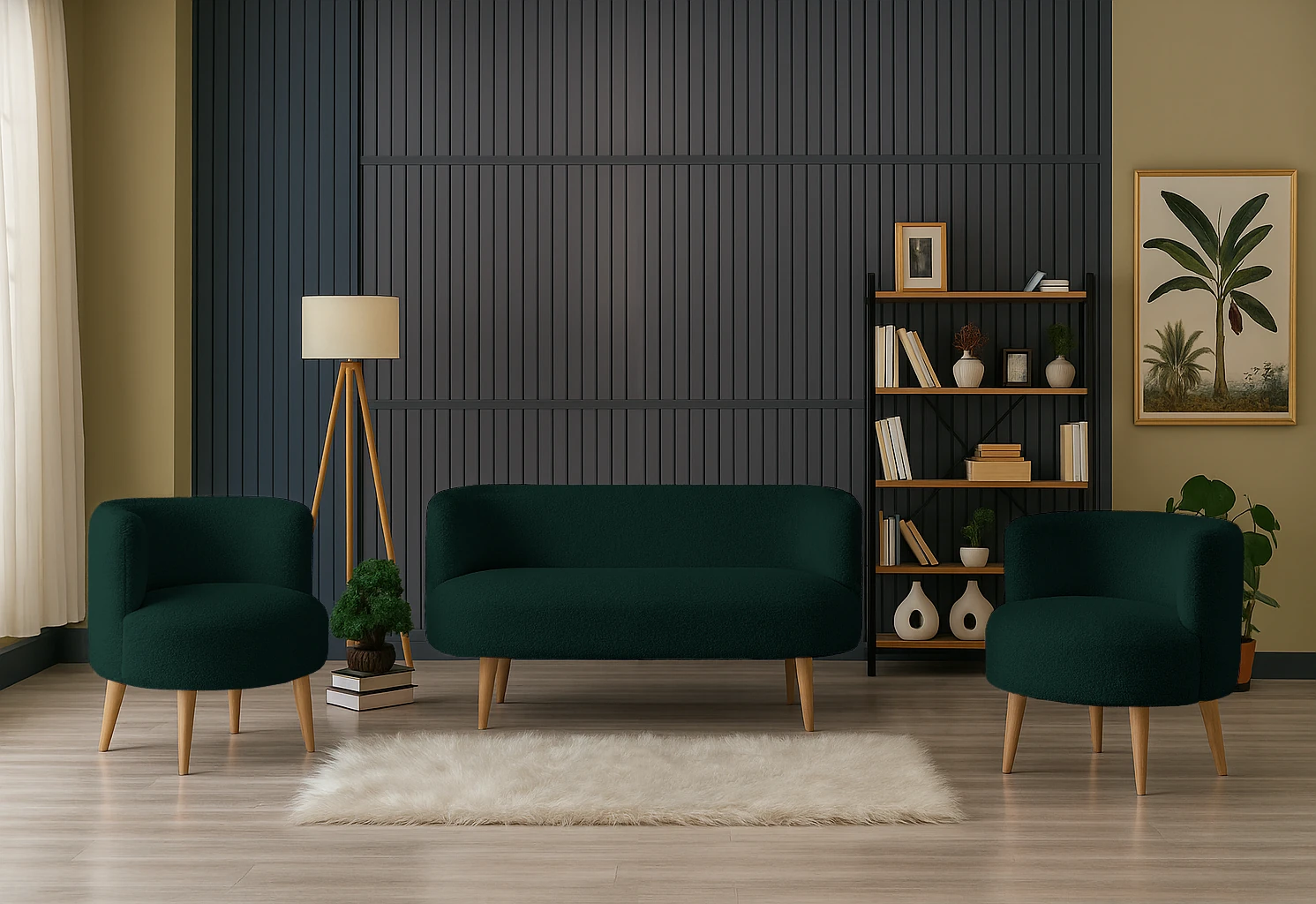 Sydney Modern Koltuk Takımı | Modern İskandinav Tarzı | Welsoft Yumuşak Kumaş | Yeşil