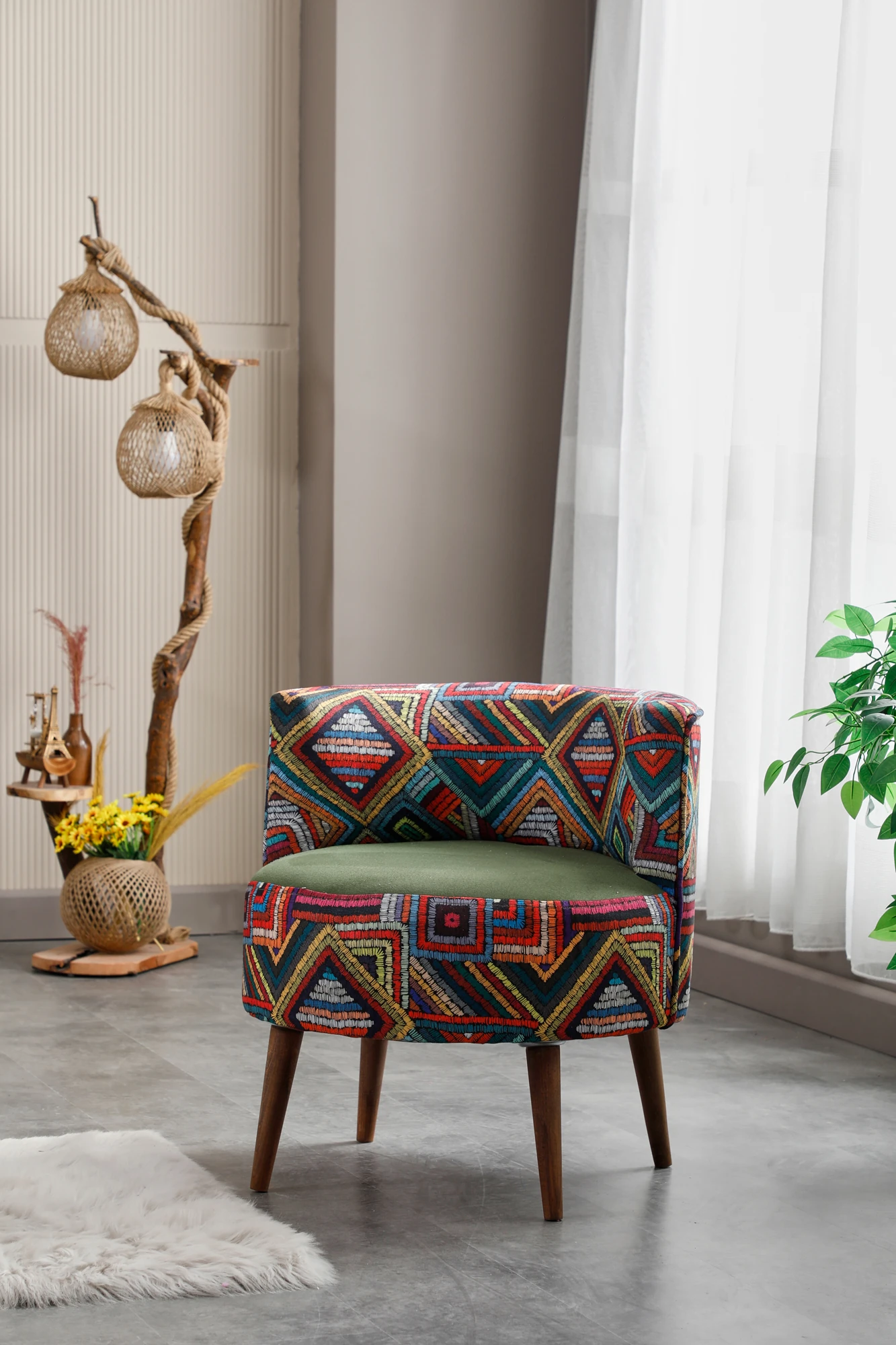 Sydney Dijital Baskı Kumaş Modern Berjer - Yeşil