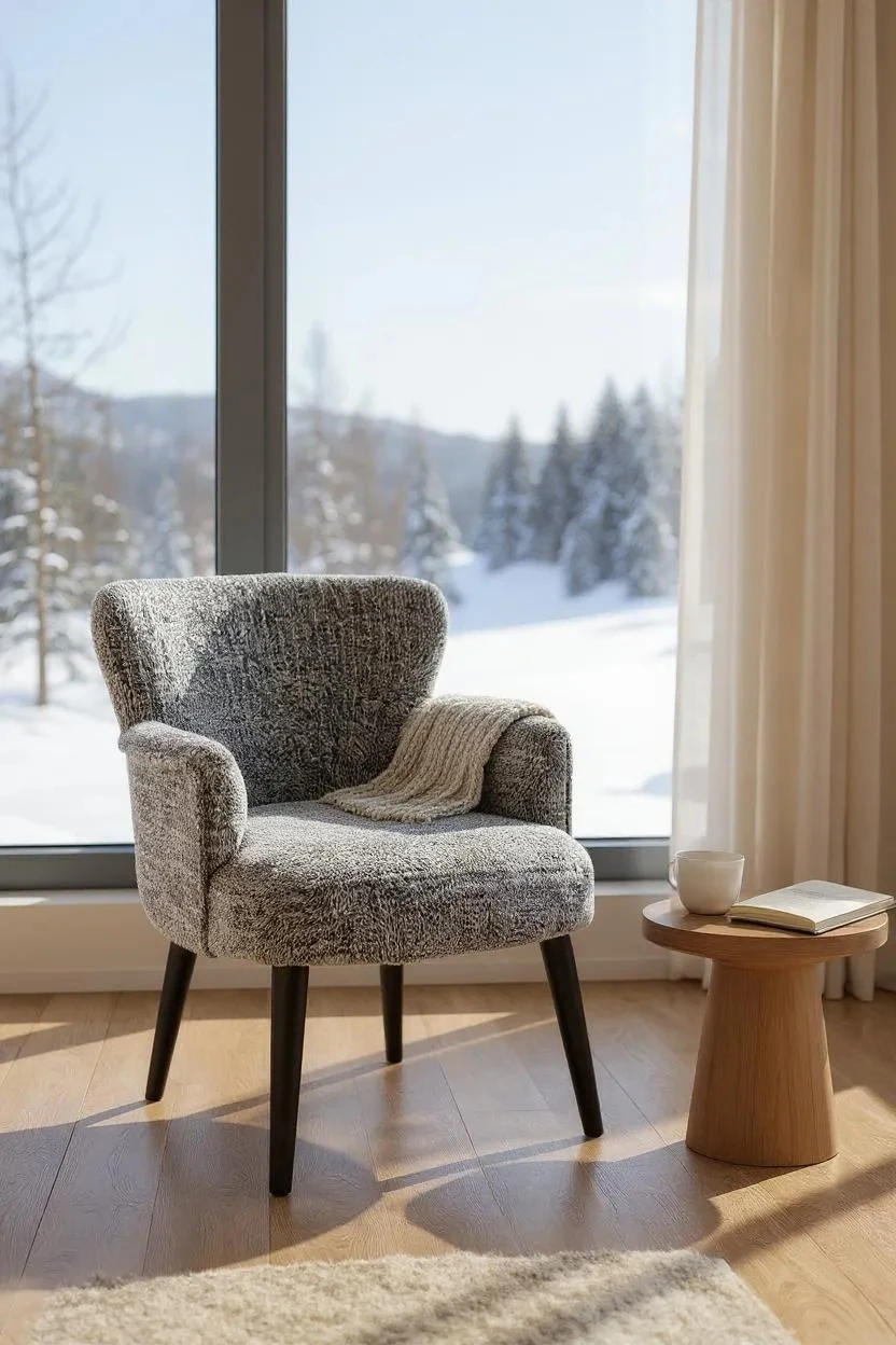 Roma - Welsoft Kumaş Berjer Koltuk - Modern Şık - Kırçıllı Gri