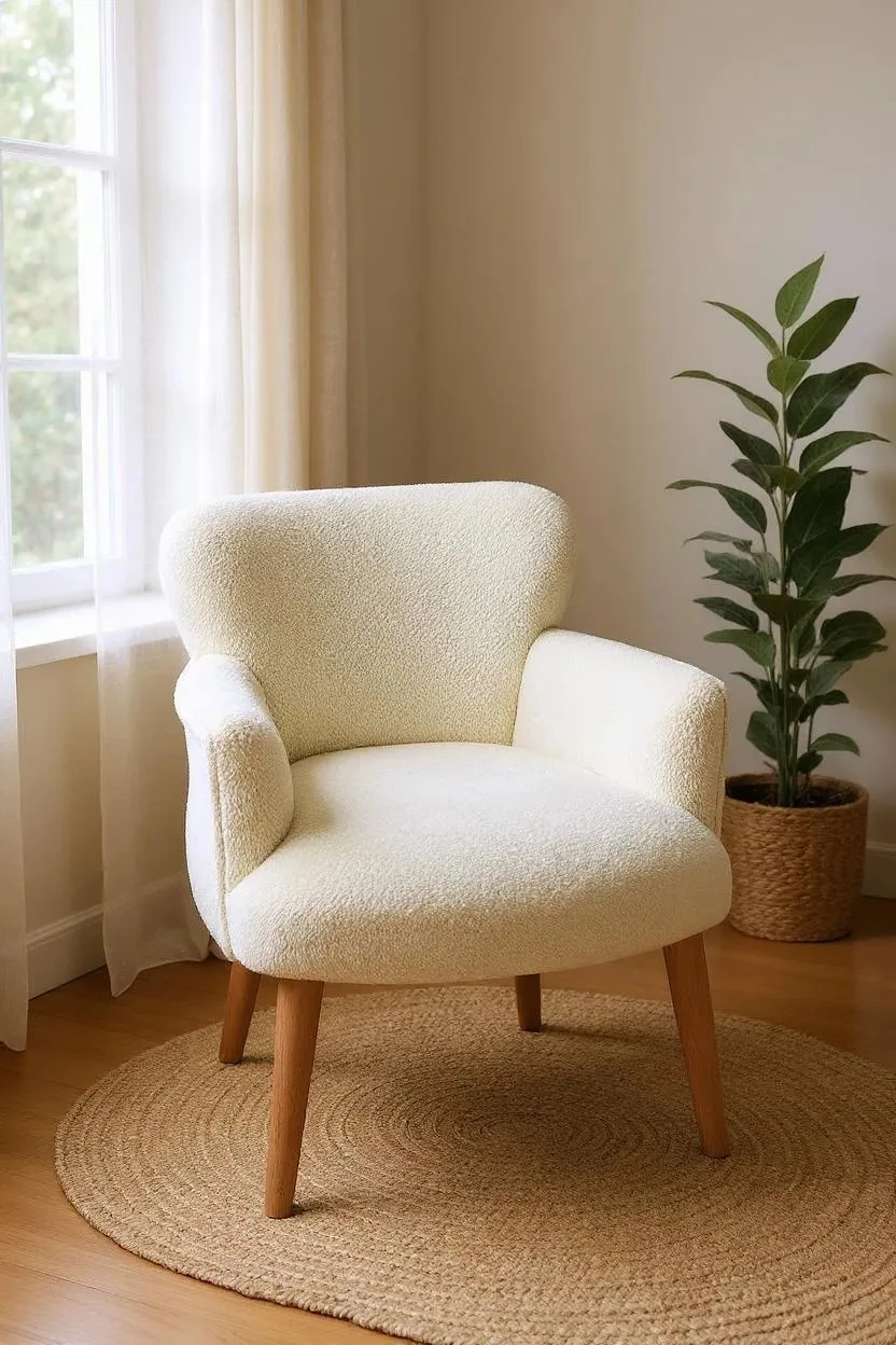 Roma - Welsoft Kumaş Berjer Koltuk - Modern Şık - Krem