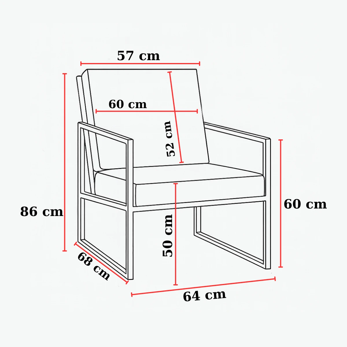 İskandinav Tarzı Metal Ayaklı Deri Tekli Koltuk – Gri