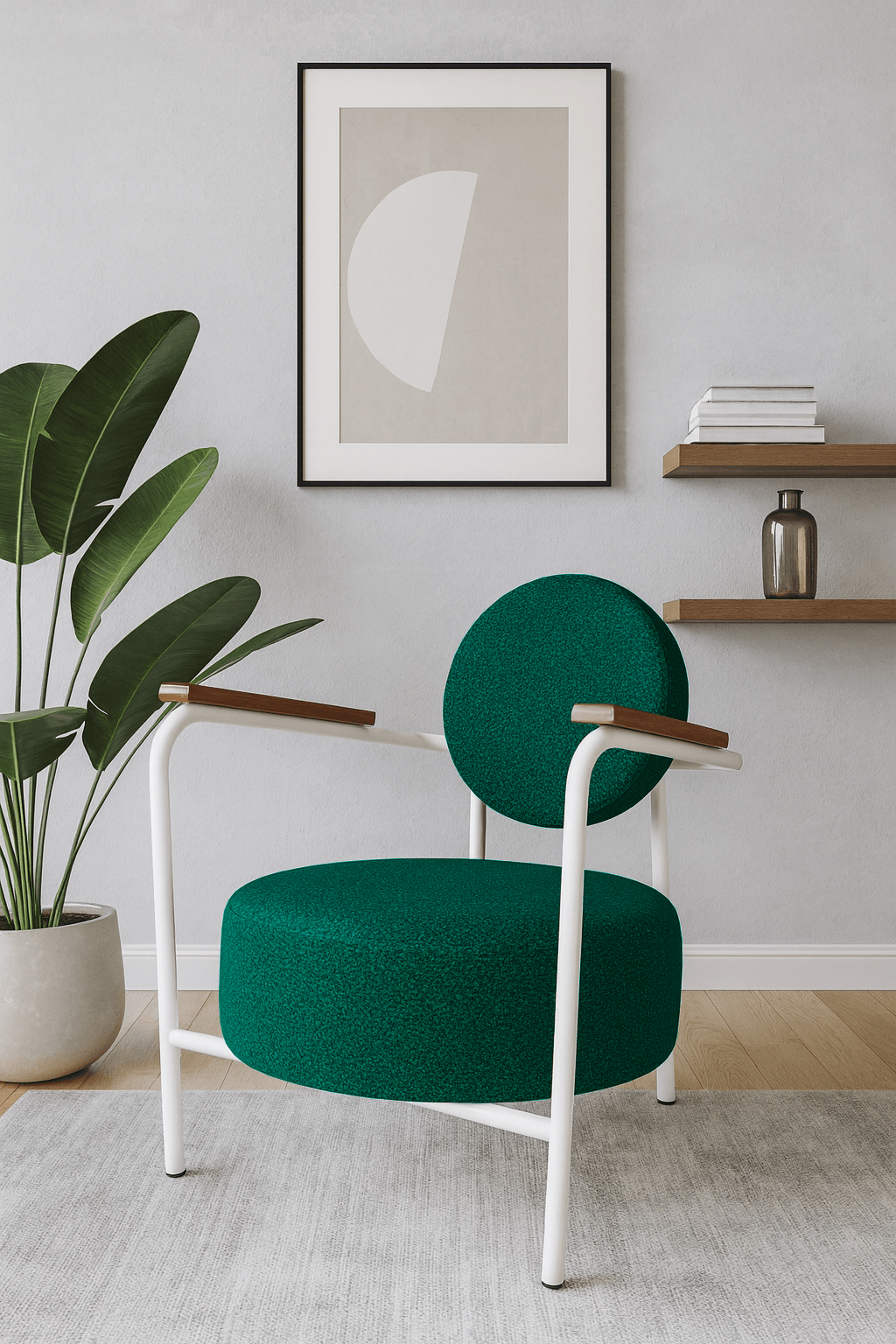 Venüs Beyaz - Soft Kumaş - Modern Metal Berjer Koltuk – Yeşil