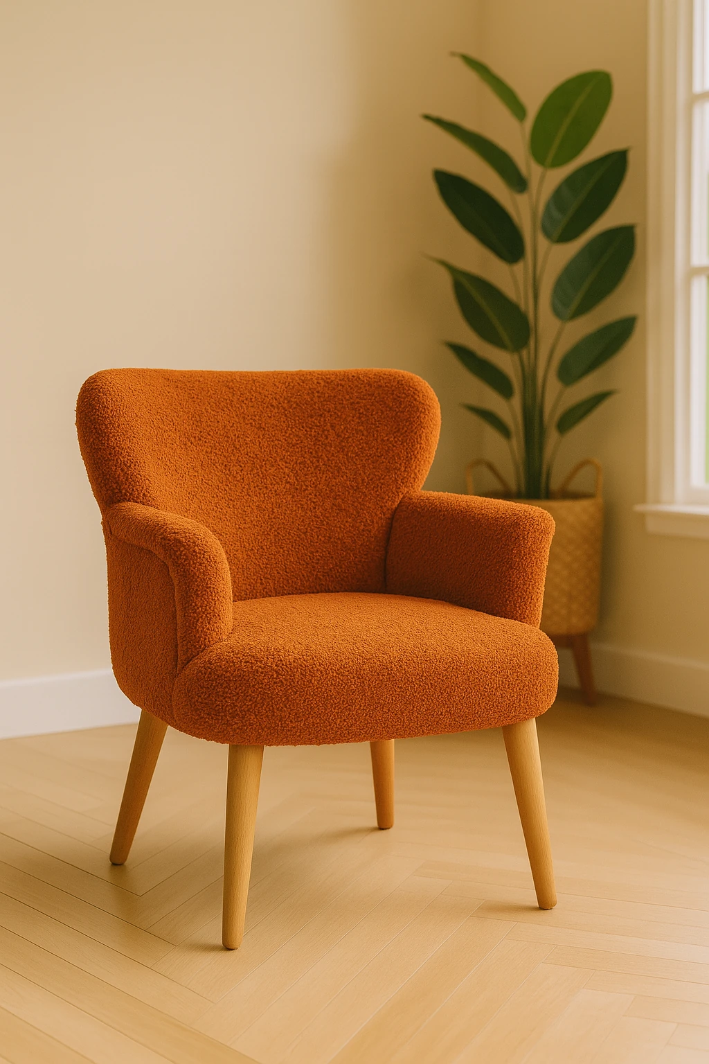 Roma - Welsoft Kumaş Berjer Koltuk - Modern Şık - Turuncu