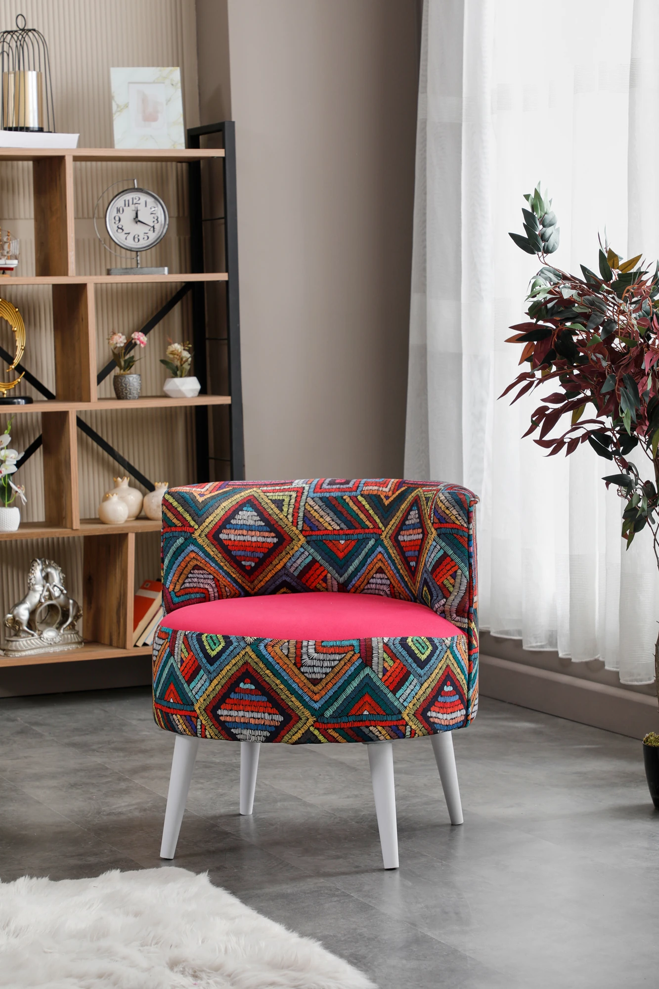 Sydney Dijital Baskı Kumaş Modern Berjer - Fuşya