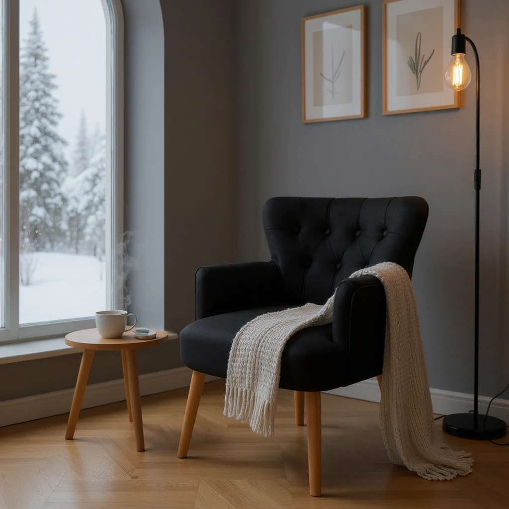 Roma - Babyface Kumaş - Modern Berjer Koltuk - Siyah