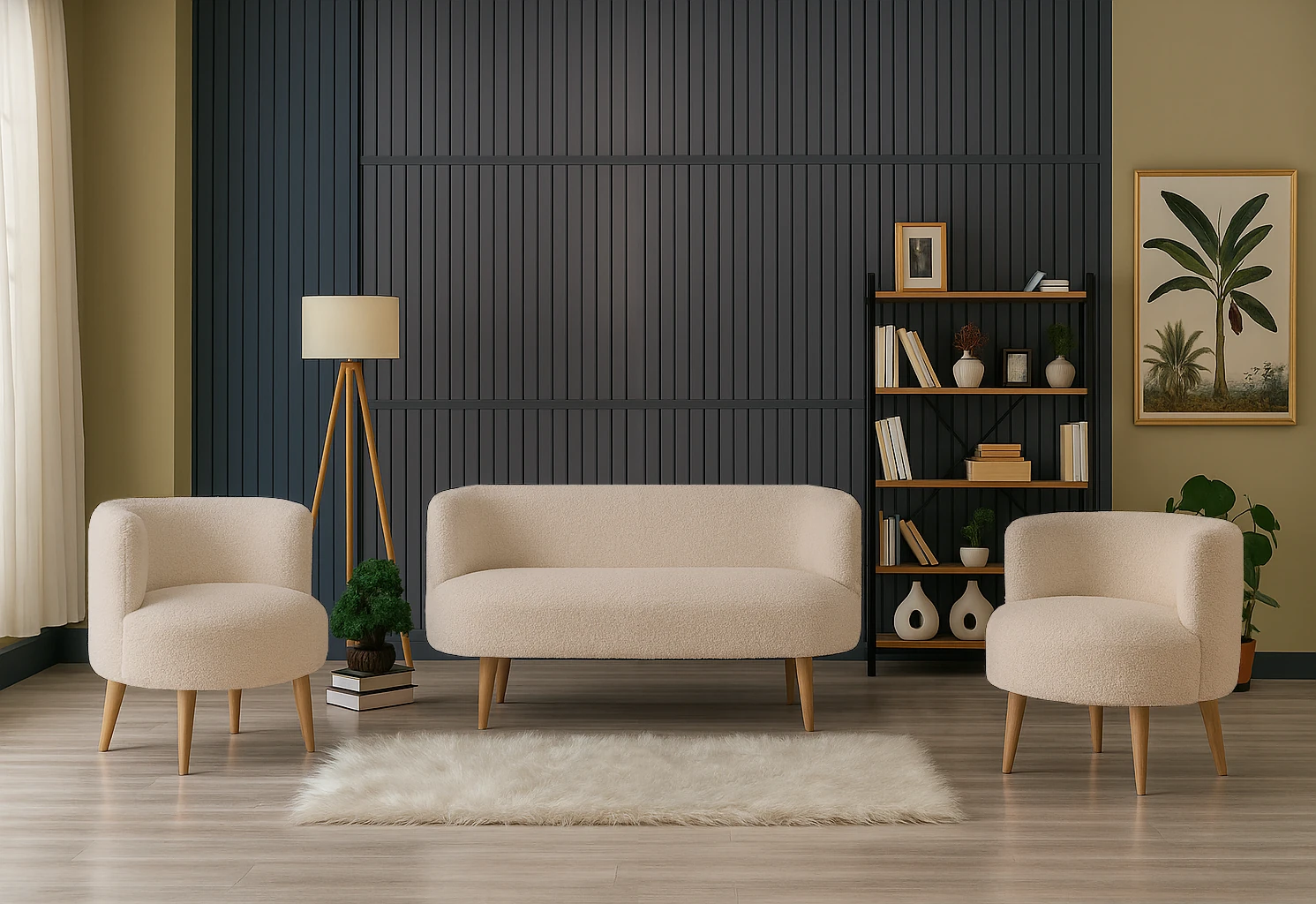 Sydney Modern Koltuk Takımı | Modern İskandinav Tarzı | Welsoft Yumuşak Kumaş | Vizon