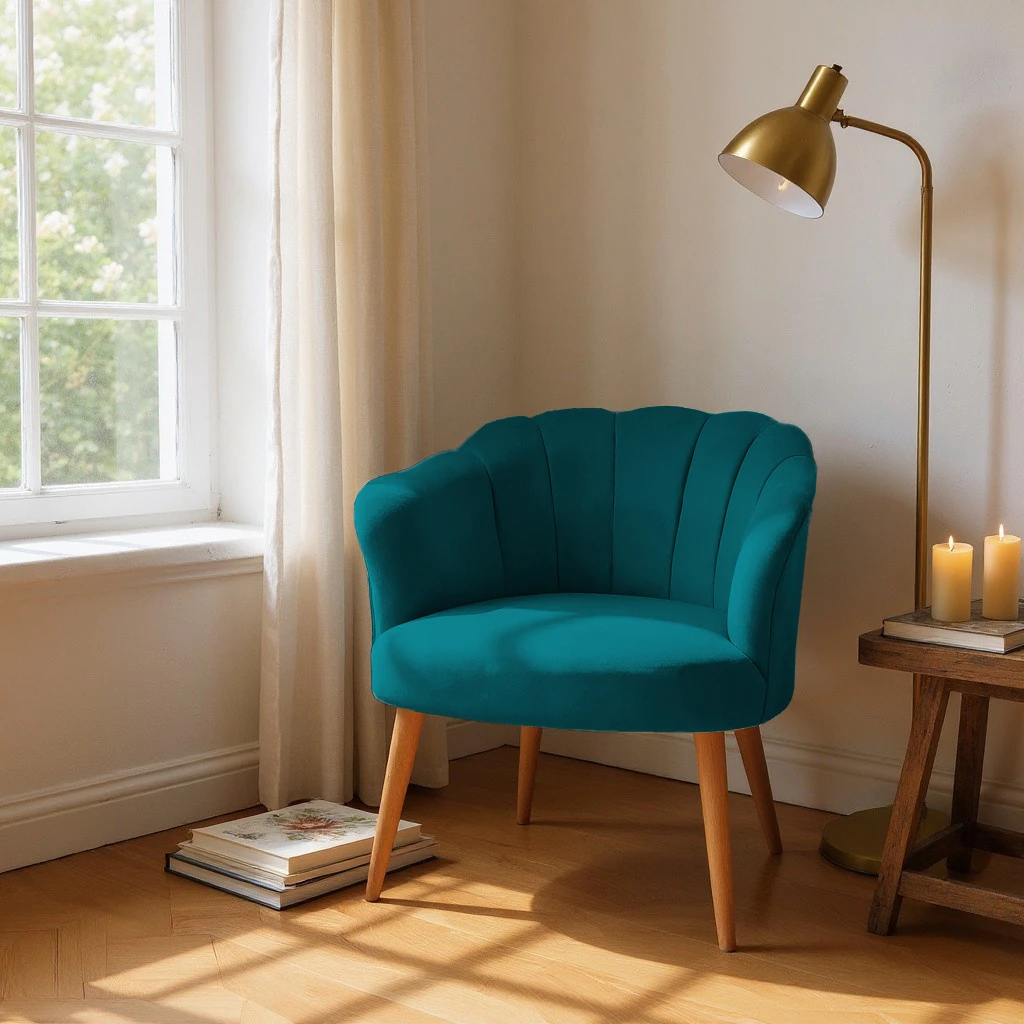 Papatya Babyface Kumaş Modern Berjer Koltuk - Petrol Rengi